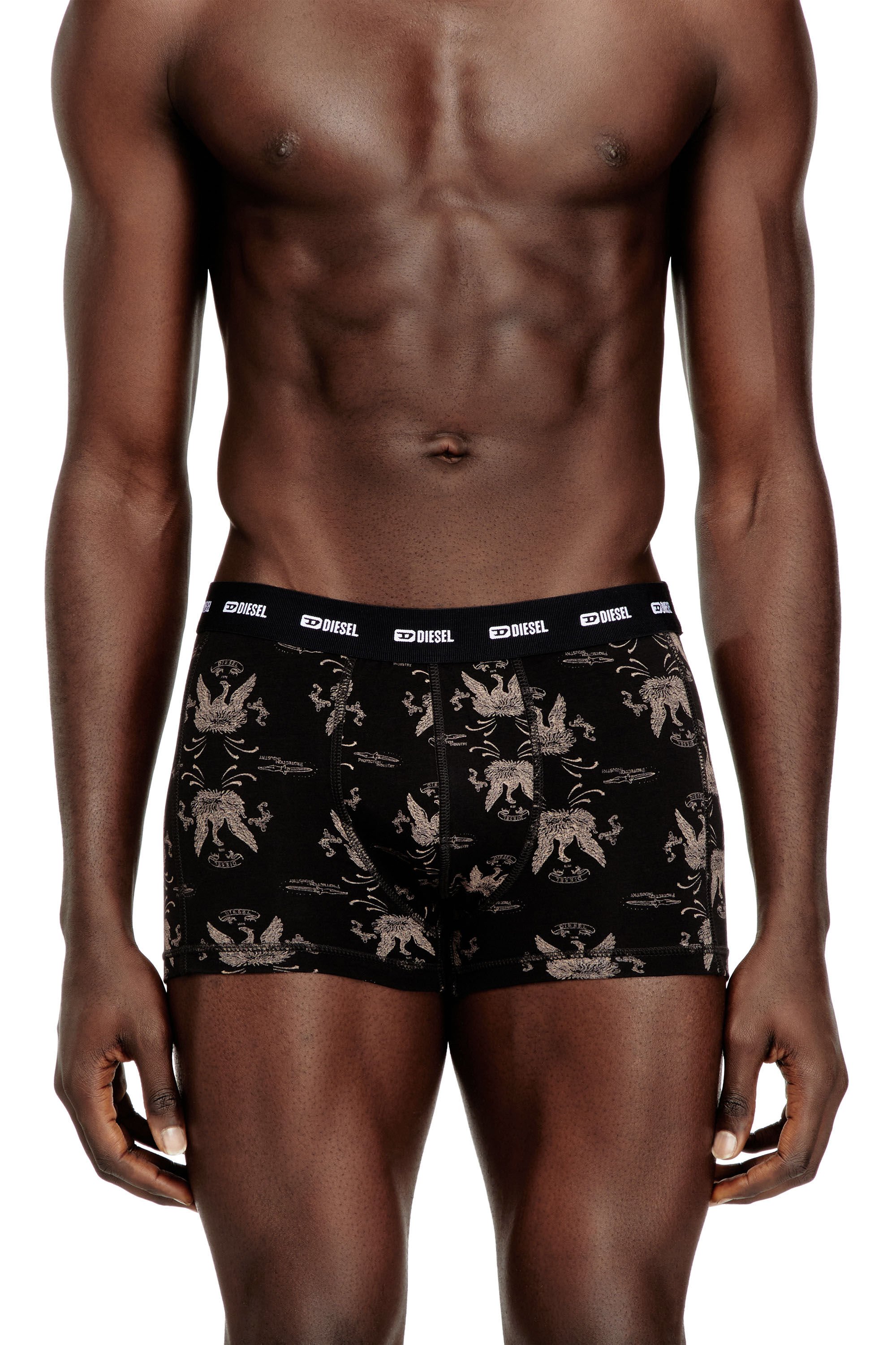 Diesel - DAMIEN-UTLT-3PACK, Male's Herren-Boxershorts aus Stretch-Baumwolle für eine flexible Passform, angeboten in einem praktischen Dreierpack mit zwei einfarbigen Modellen und einem Paar mit durchgängigem Phoenix-Print. Abgerundet mit einem gerippten, elastischen Bund, der mit dem Diesel-Logo in Kontrastfarbe versehen ist. in null - 2