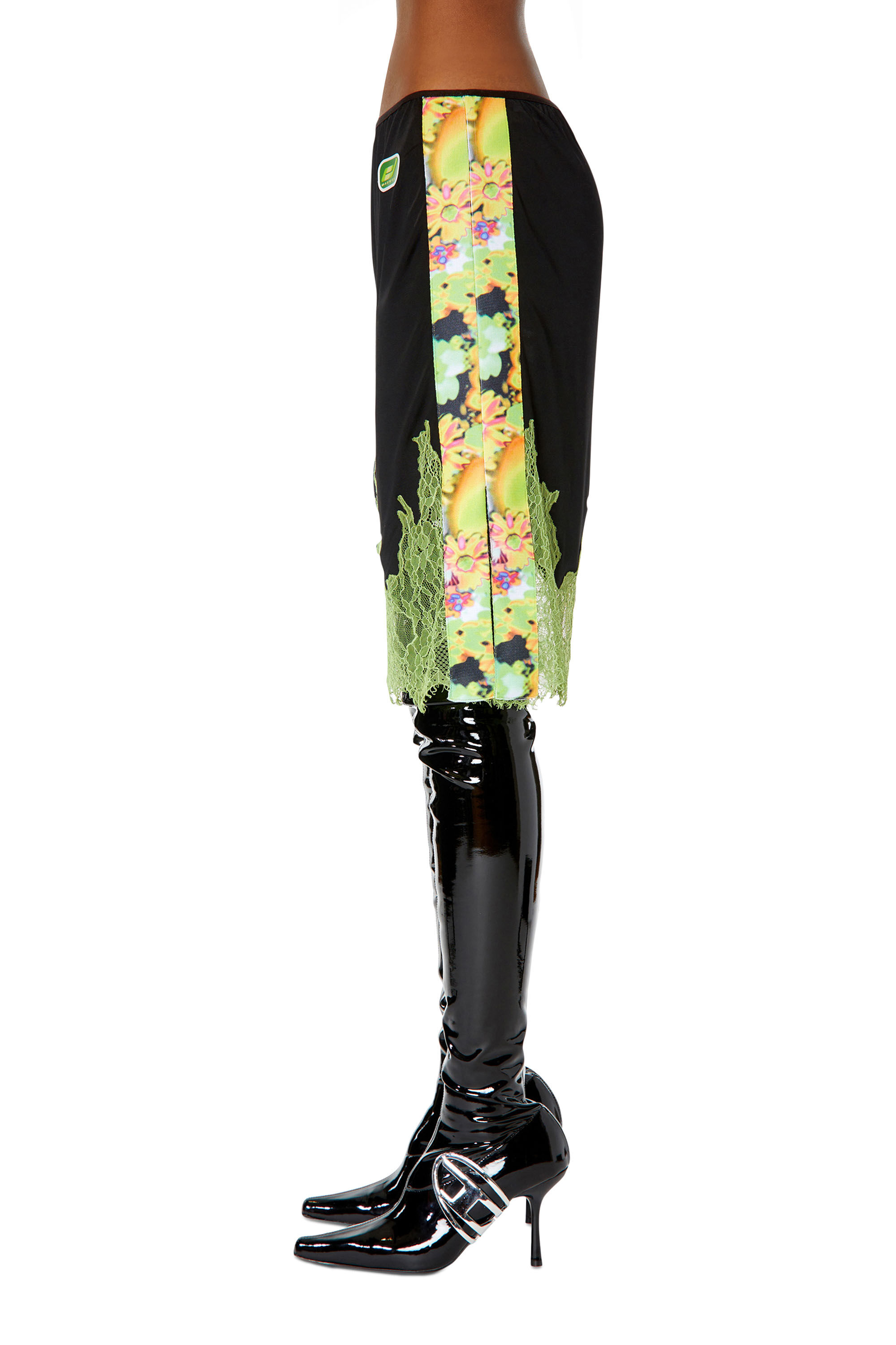 Diesel - O-TRACER, Female's スカート レースディテール in ブラック/グリーン - 6