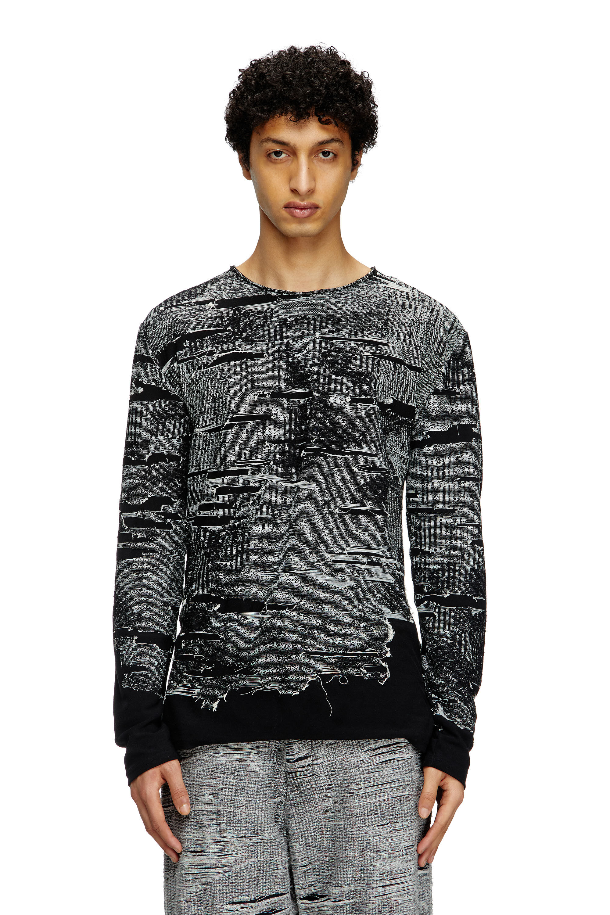 K-CADMO Jumper with engineered distressing｜ブラック｜メンズ｜DIESEL