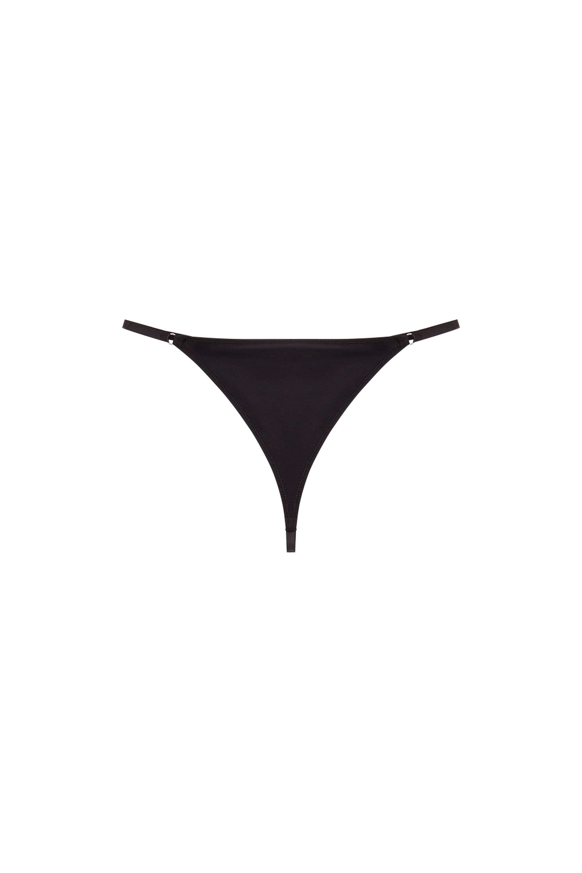 Diesel - UFST-OVAL-D-STRING, Female's Microfibre thong with Oval D plaque in ブラック - 2
