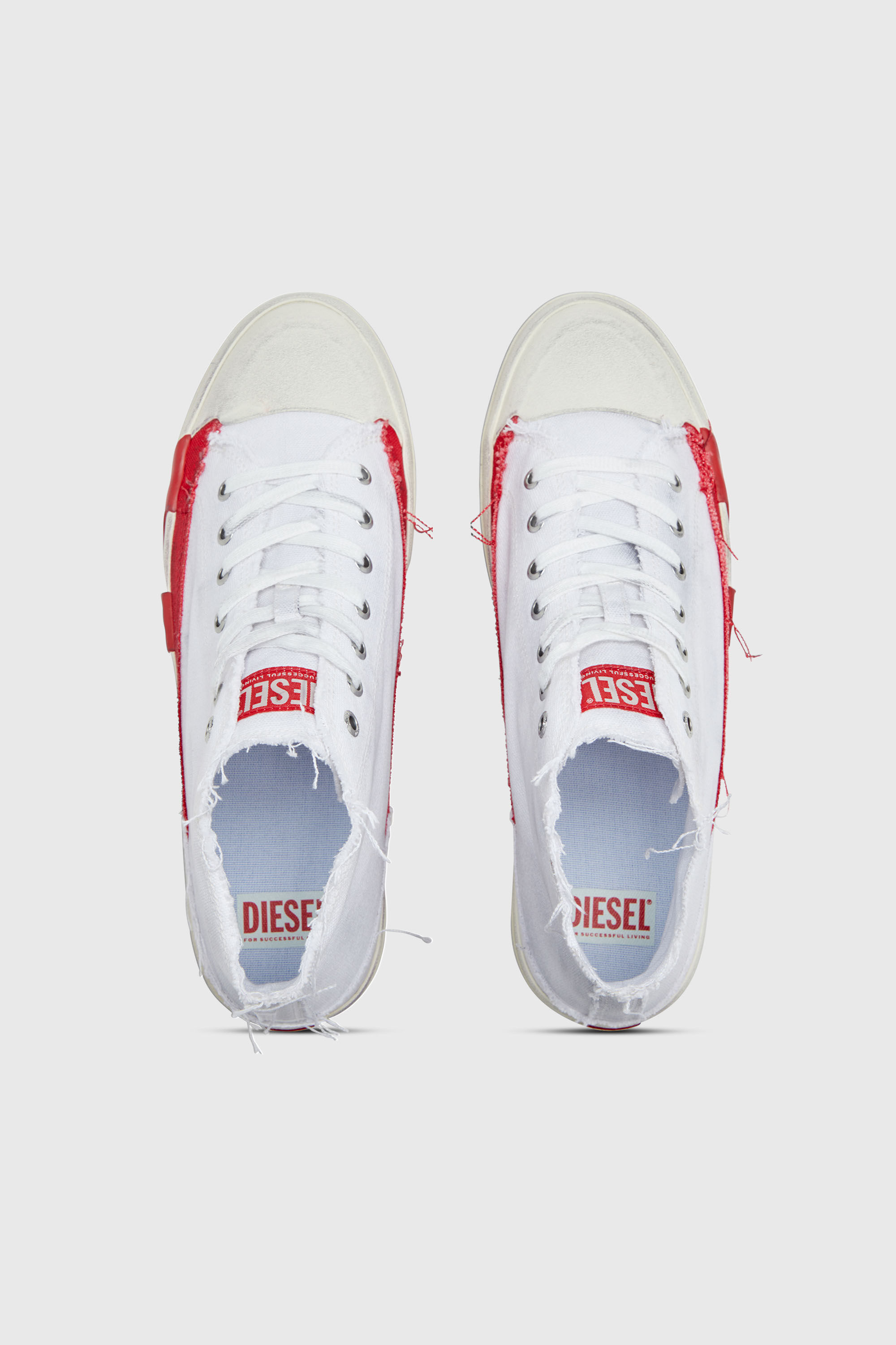 Diesel - S-D-VERSE MID, Male's ミッドカットスニーカー in ホワイト/レッド/ブルー - 5
