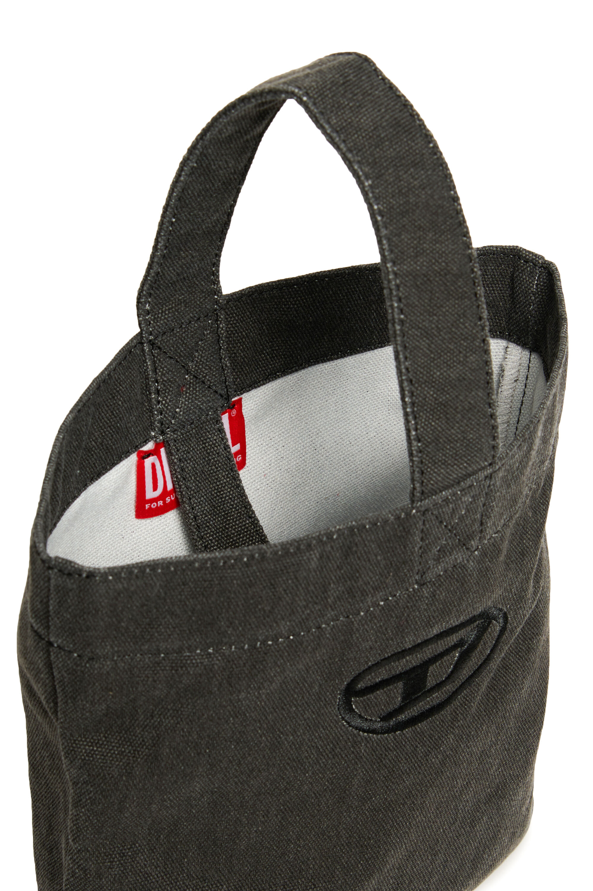Diesel - WMATTIS, Female's Canvas bucket bag with Oval D embroidery in ブラック - 5