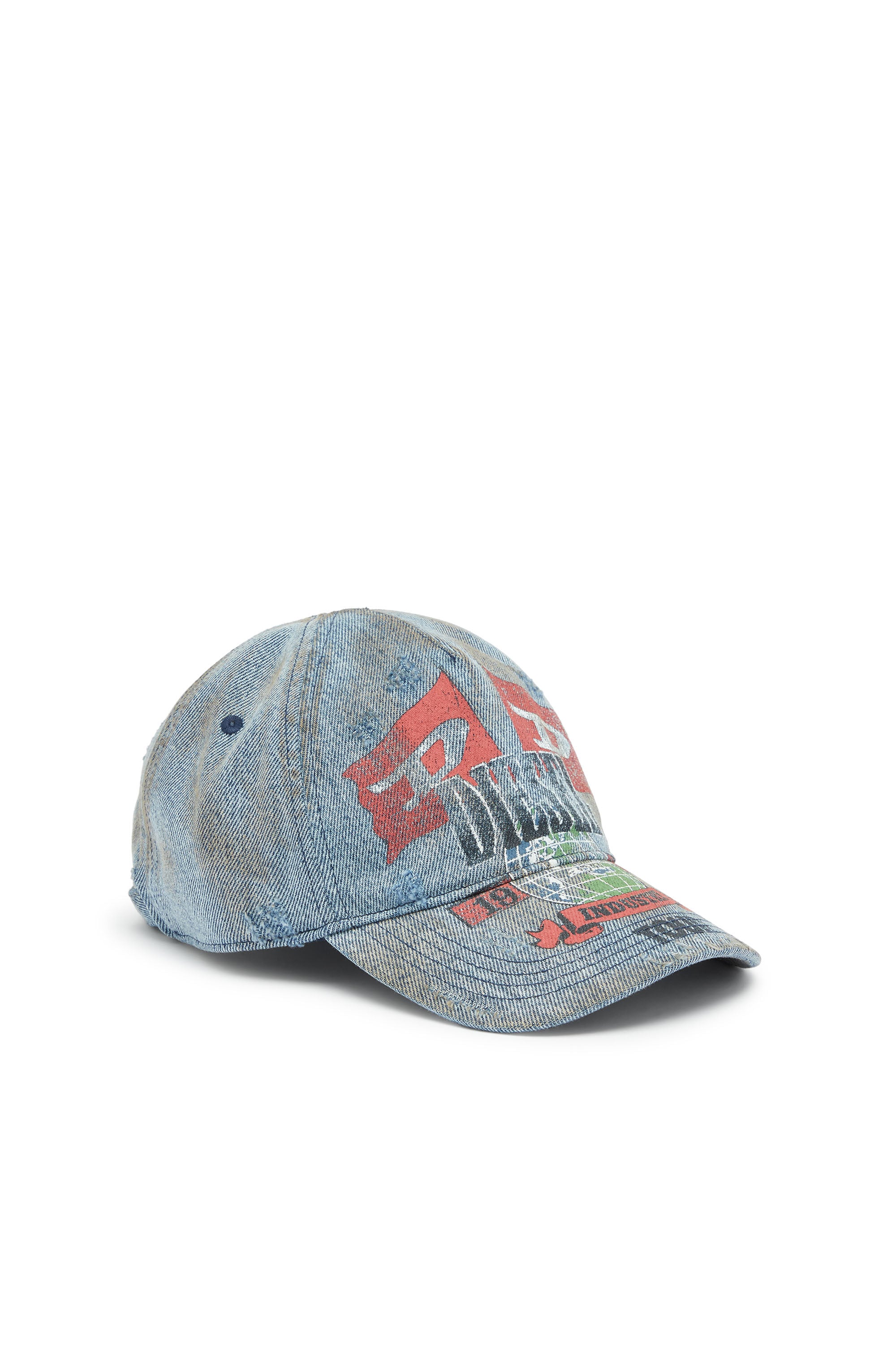 Diesel - C-ROCK, Male's Denim baseball cap with concert graphics in ライトブルー - 1