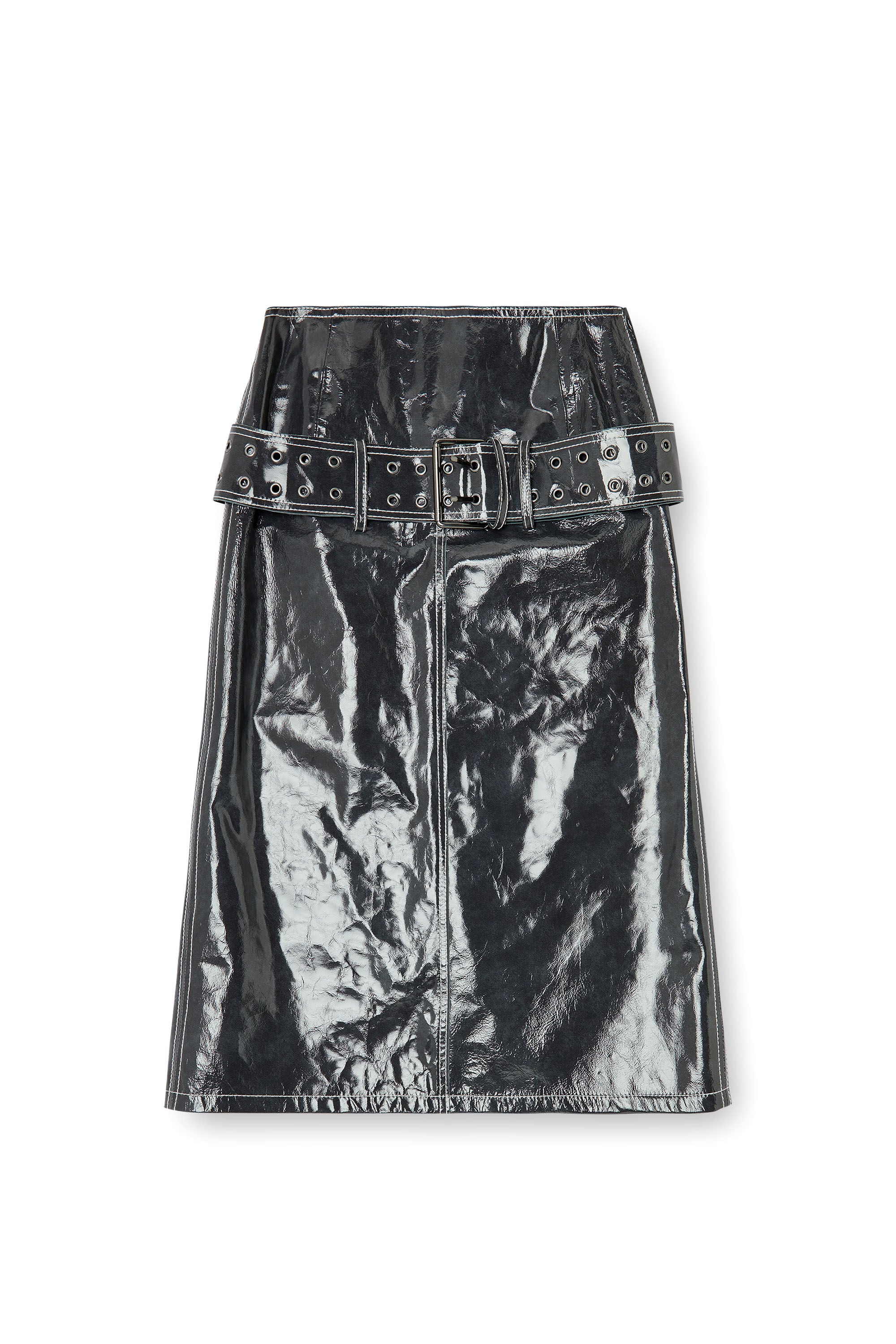 Diesel - L-ASCAR, Female's レザースカート in ダークグレー - 2
