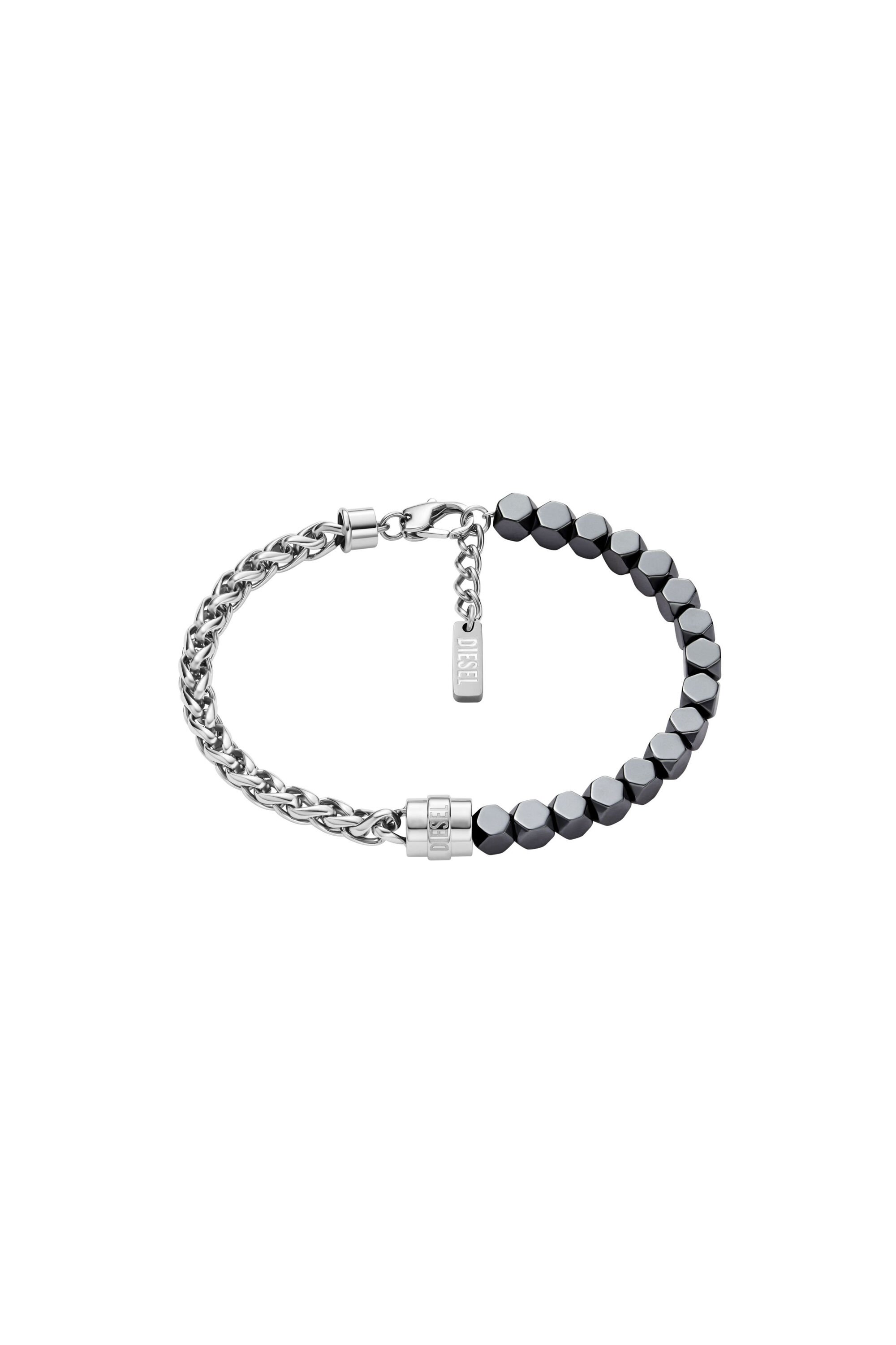 DX1647931 JEWELLERY Stainless steel and hematite beaded bracelet