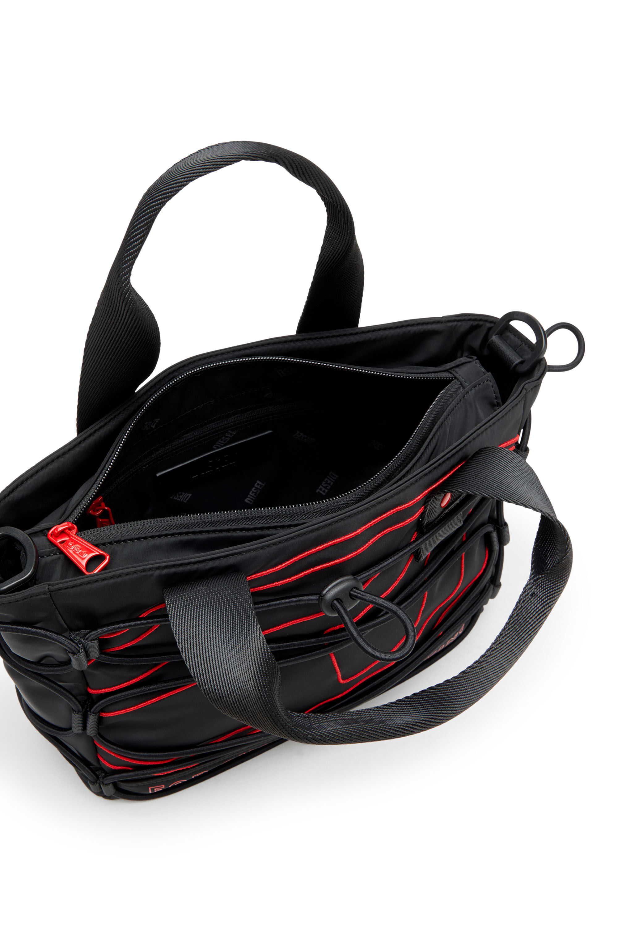 Diesel - TECH-D TOTE S X, Unisex's Tech-D-Small nylon tote bag with Oval D embroidery in ブラック - 5
