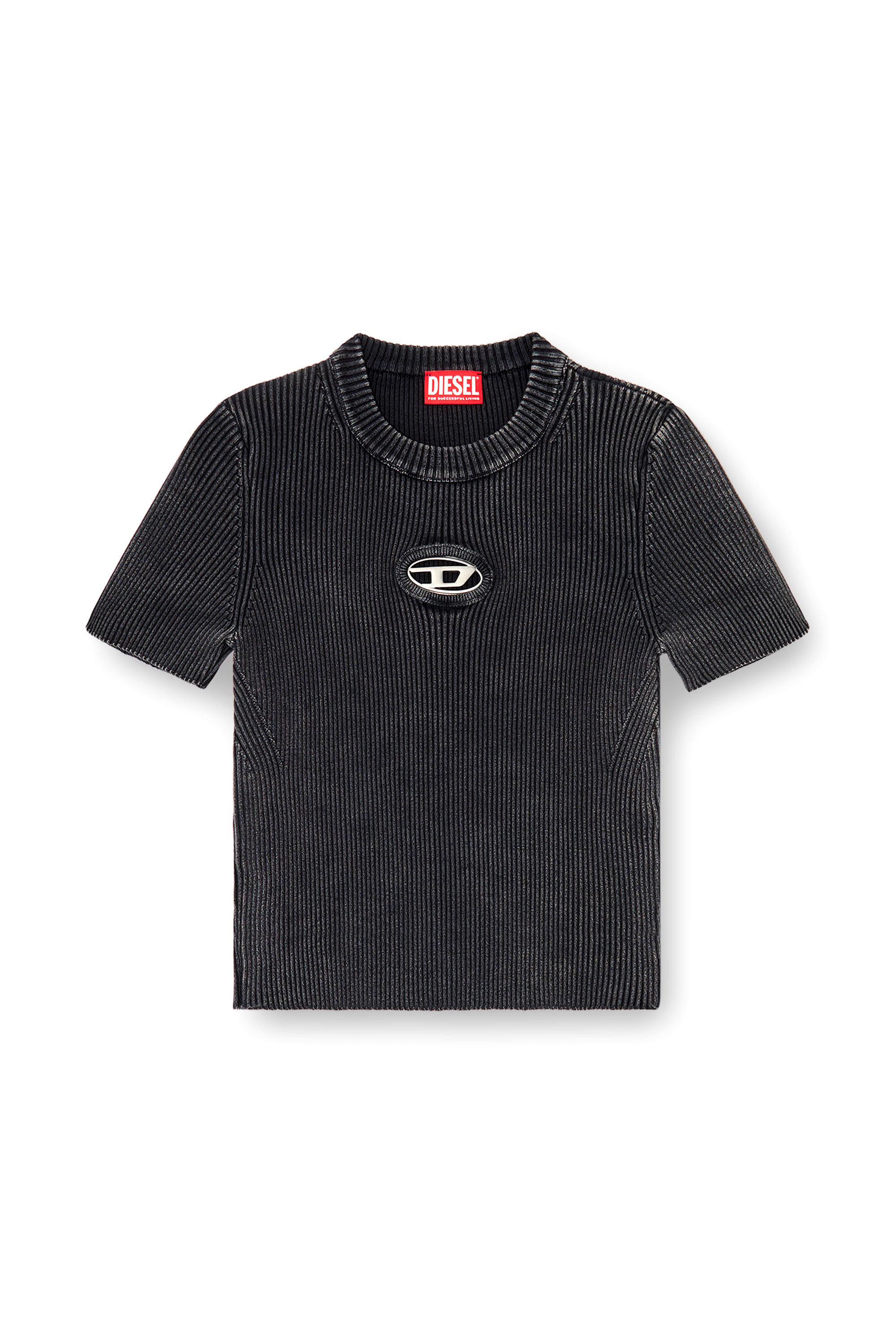 M-ANCHOR-A-SS Short-sleeve top with cut-out logo｜ブラック
