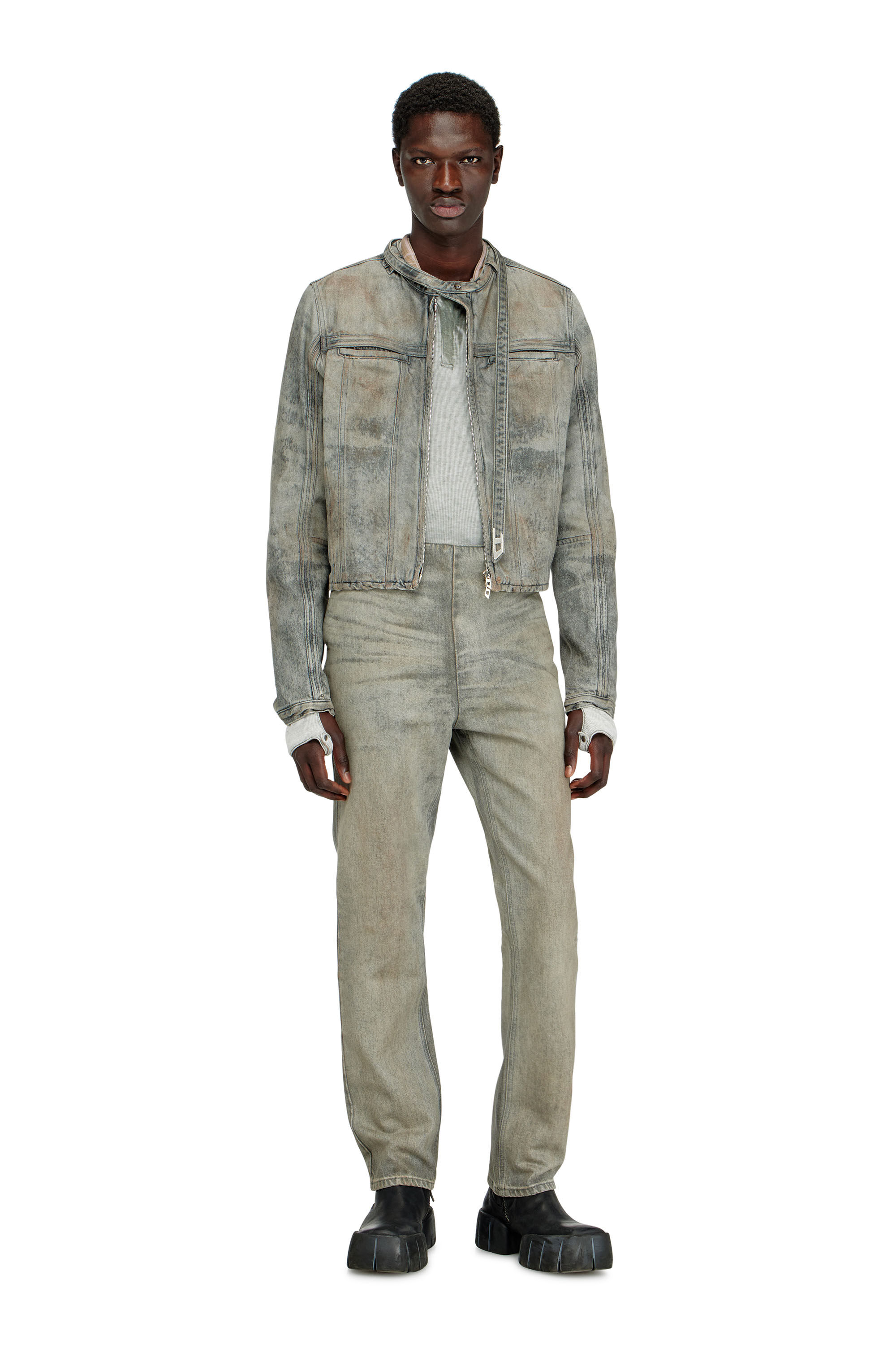 D-VULMAR-FSI Jacket in cotton-hemp satin denim｜グレー｜メンズ｜DIESEL