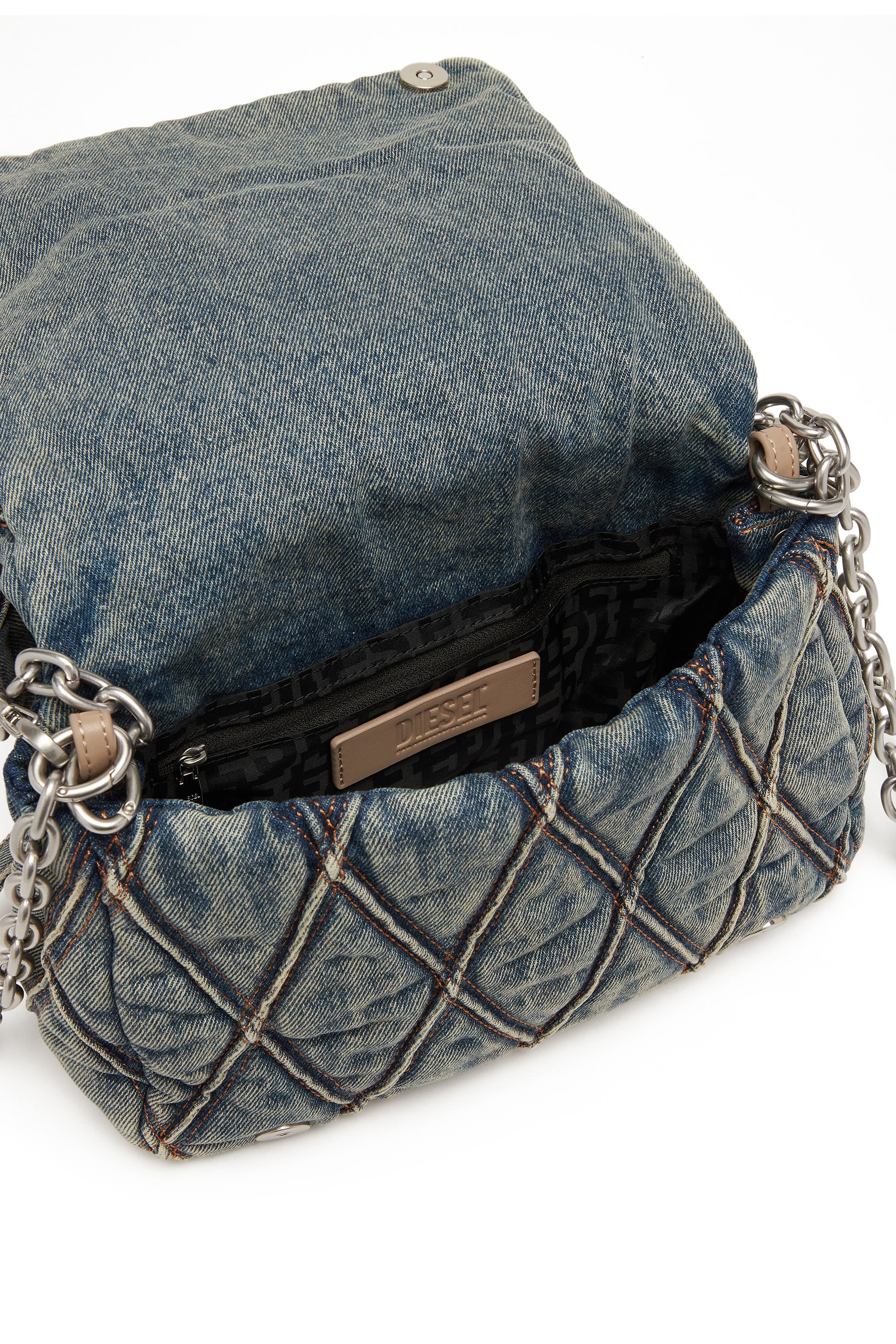 Diesel - CHARM-D SHOULDER M, Female's デニムキルティングショルダーバッグM in ミディアムブルー - 4