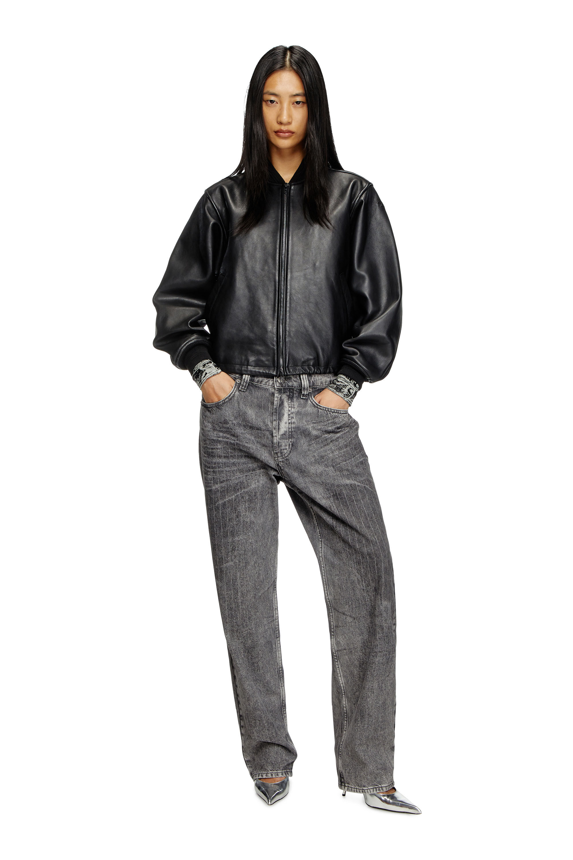 L-ILYAN Leather bomber jacket｜ブラック｜ウィメンズ｜DIESEL
