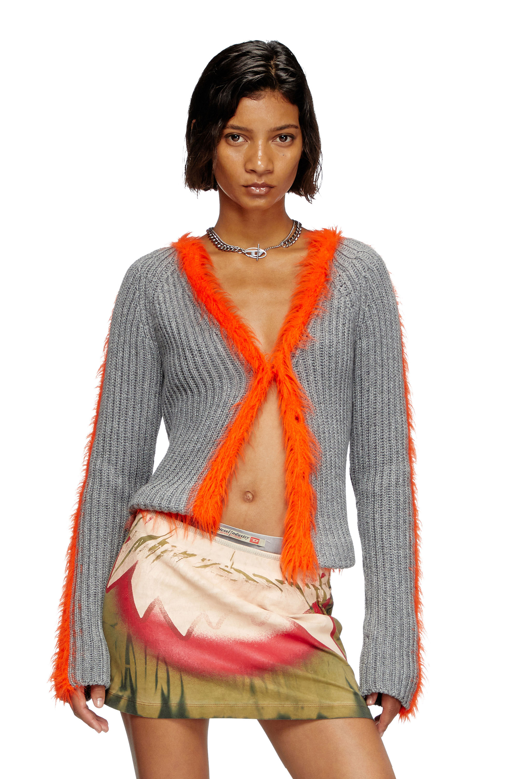 M-TANITA Ribbed cardigan with fuzzy trims｜マルチカラー｜ウィメンズ｜DIESEL