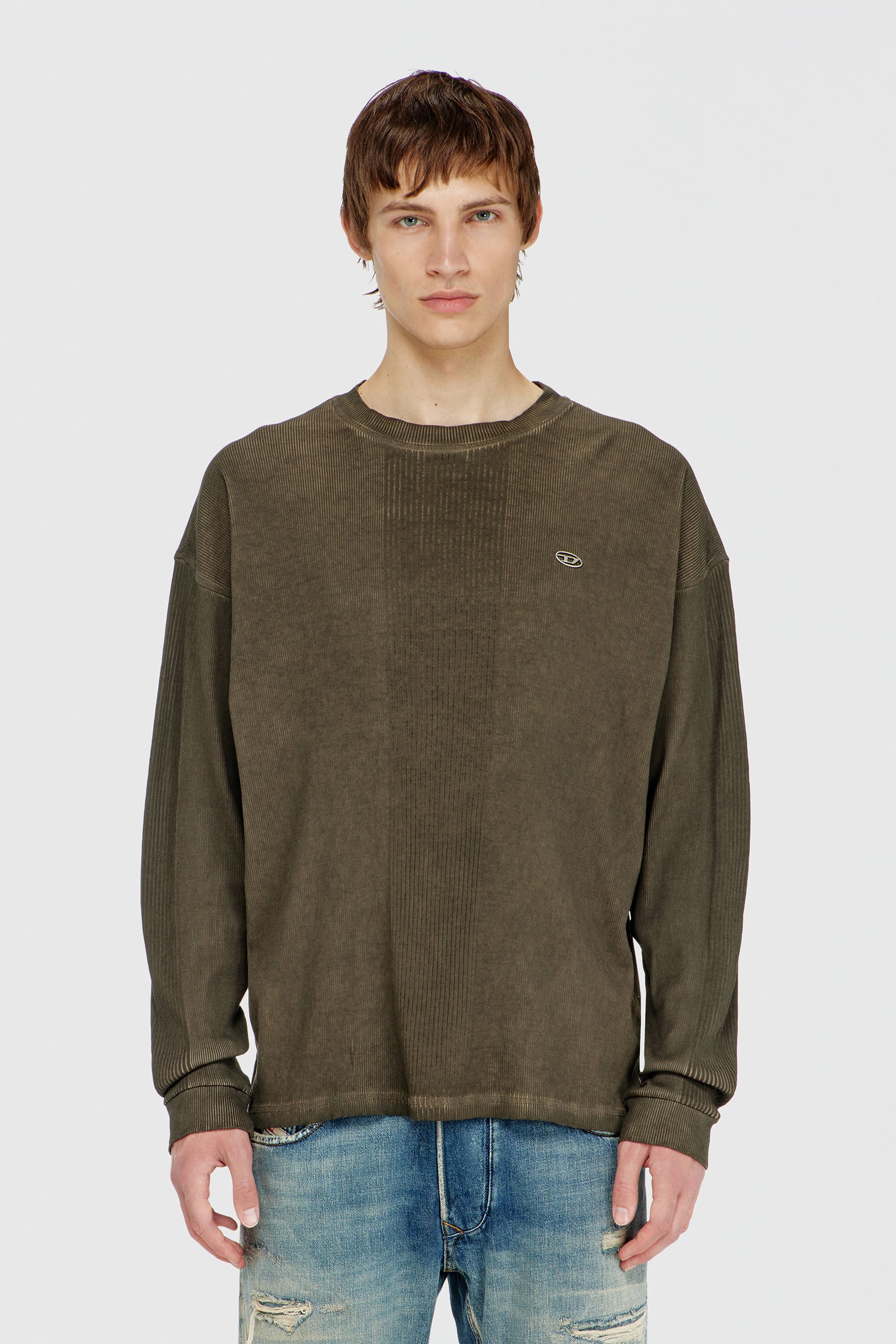 Diesel - T-BOAT, Male's 長袖Tシャツ in ミリタリーグリーン - 5