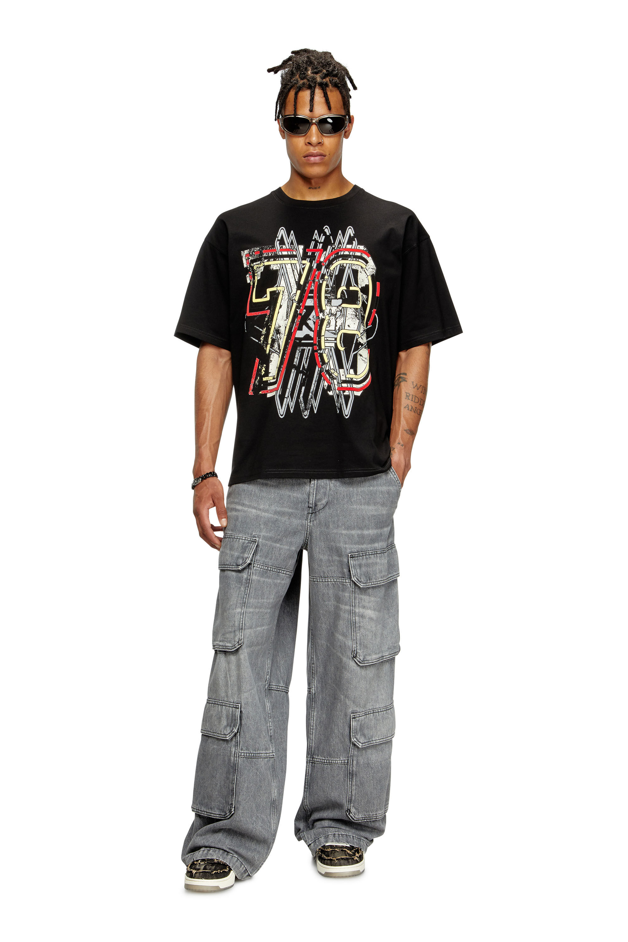 DIESEL★T-Boxt-78 Tシャツ T-BOXT-T8 T-shirt with 78 print｜ブラック｜メンズ｜DIESEL