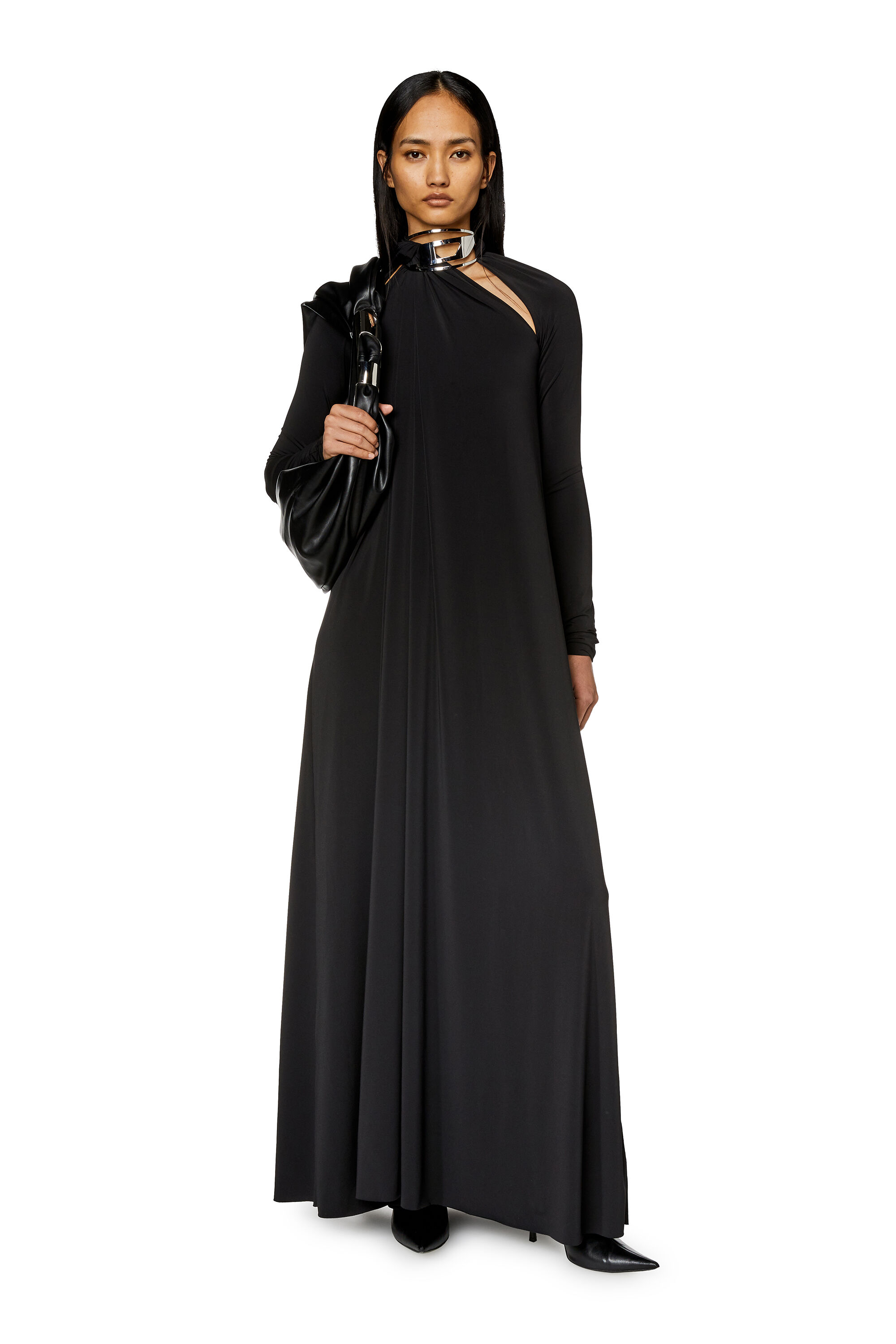 Diesel - GRAB-D HOBO M, Female's フェイクレザーホーボーバッグ in ブラック - 1