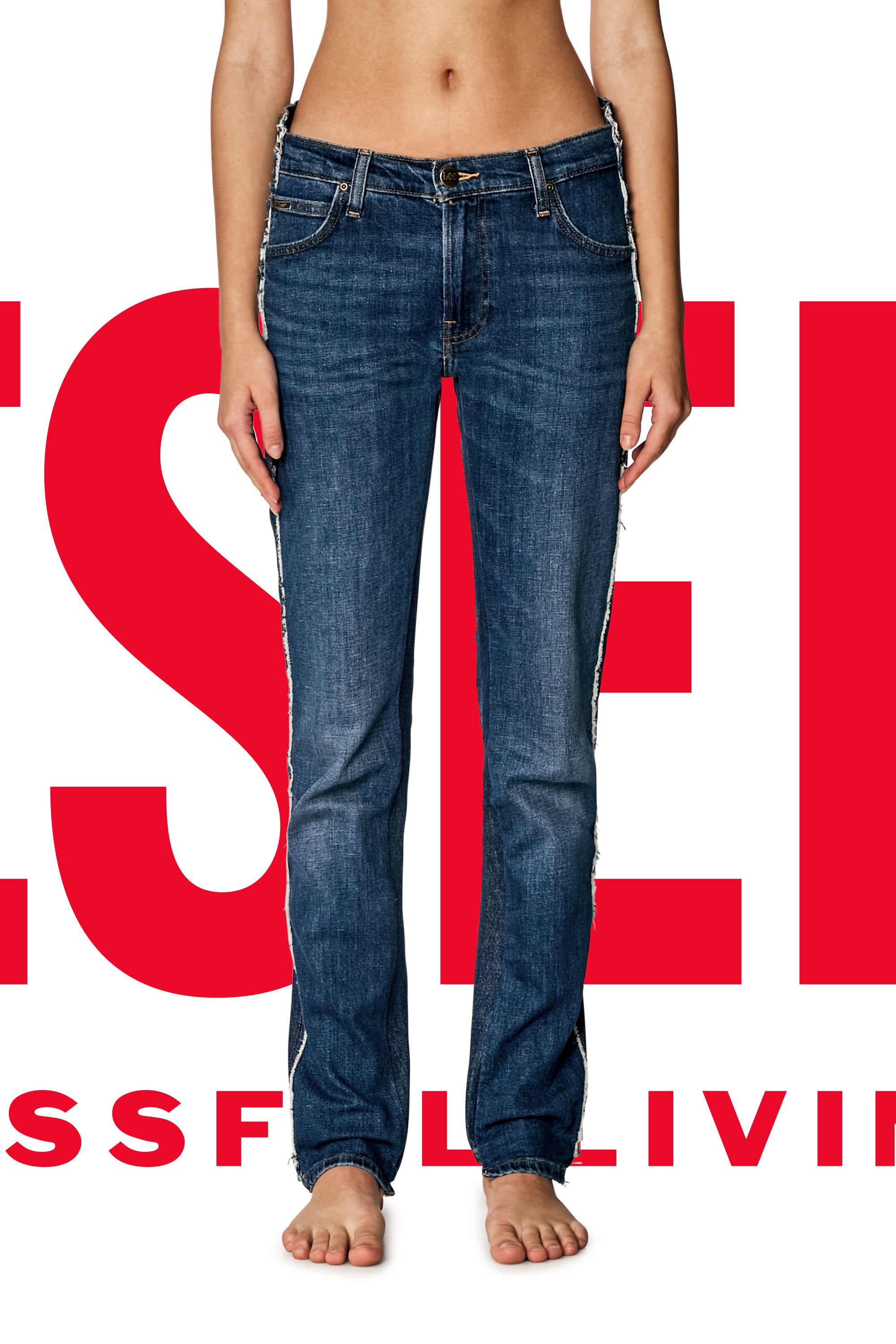 Diesel - Straight Jeans Dieseloves 04 09K47, ミディアムブルー - Image 7