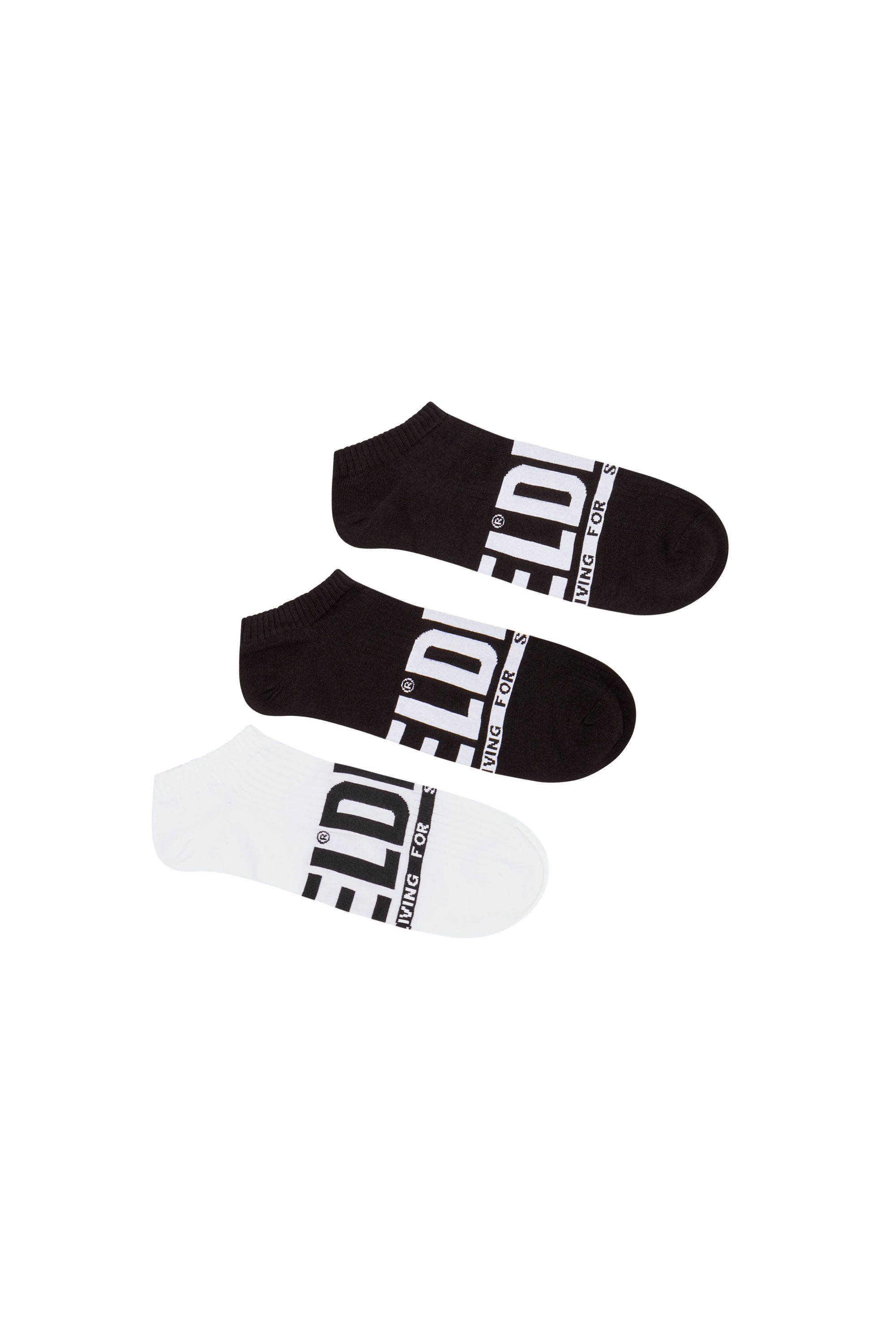 Diesel - SKM-GOST-THREEPACK, Male's 3-pack low-cut logo socks in ブラック/ホワイト - 1