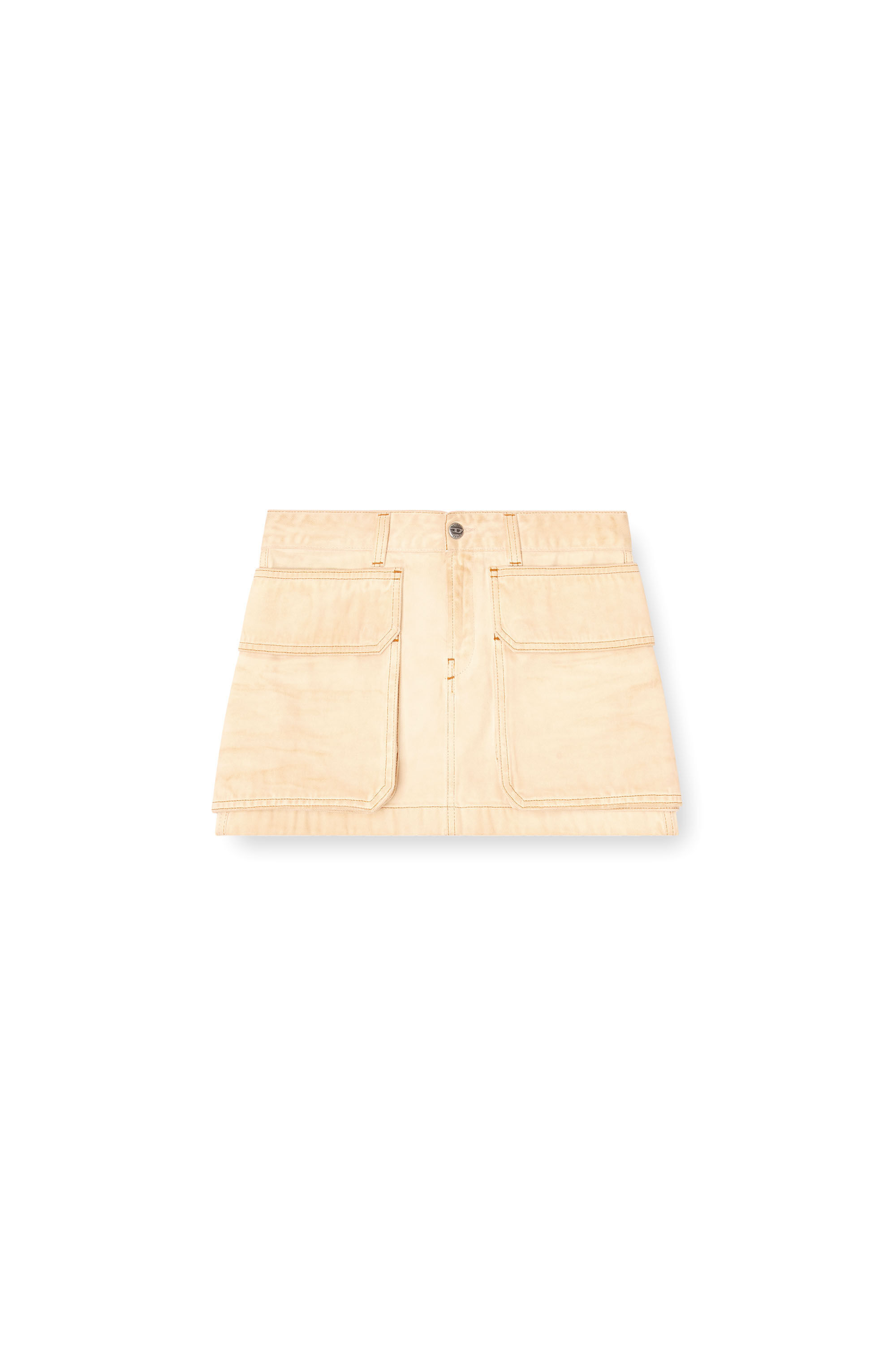 Diesel - DE-TON, Female's Mini skirt in batavia-weave denim in ベージュ - 2