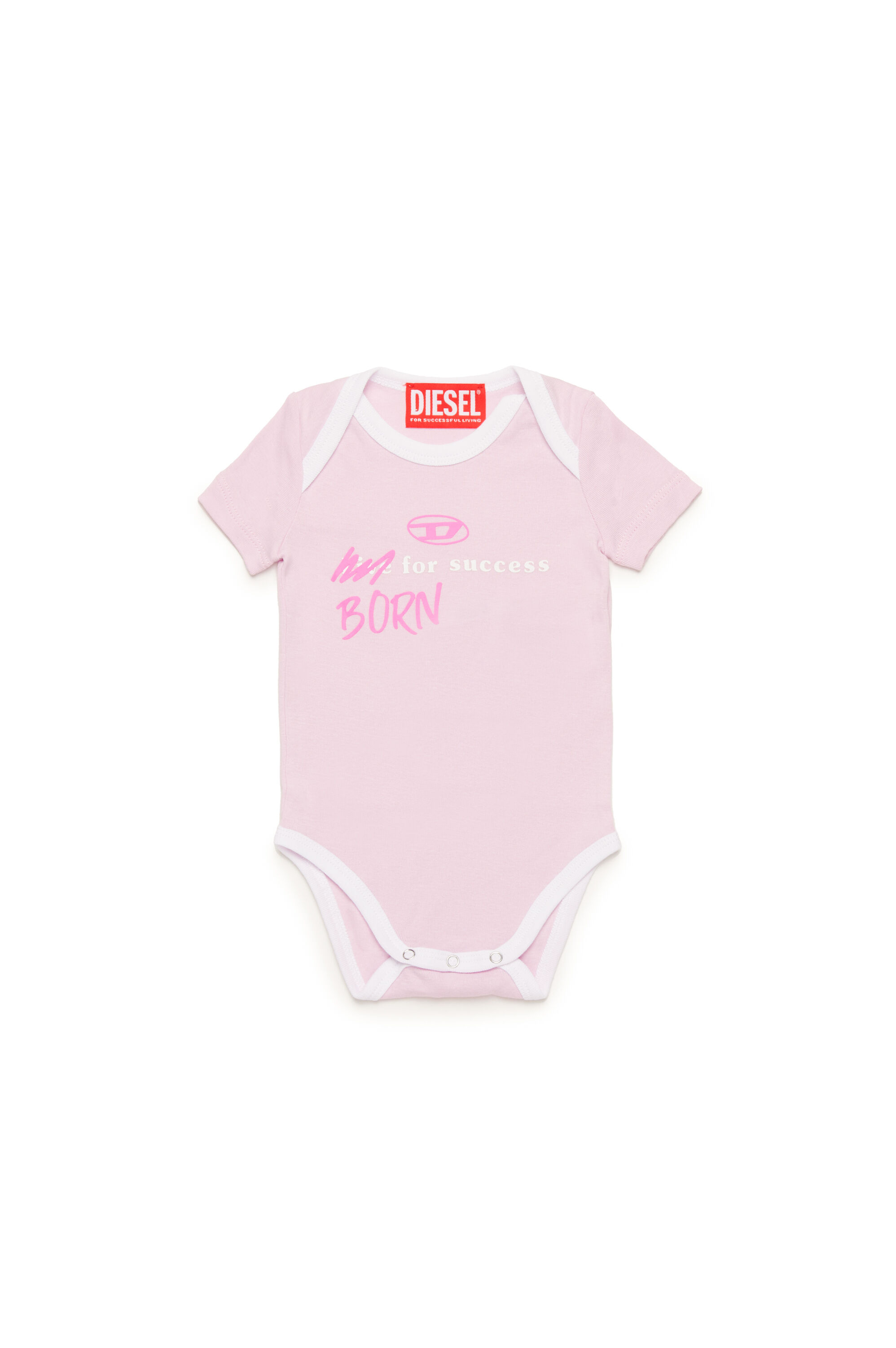 Diesel - URMAS-NB, Unisex's Born For Success newborn bodysuit in ピンク / ホワイト - 1
