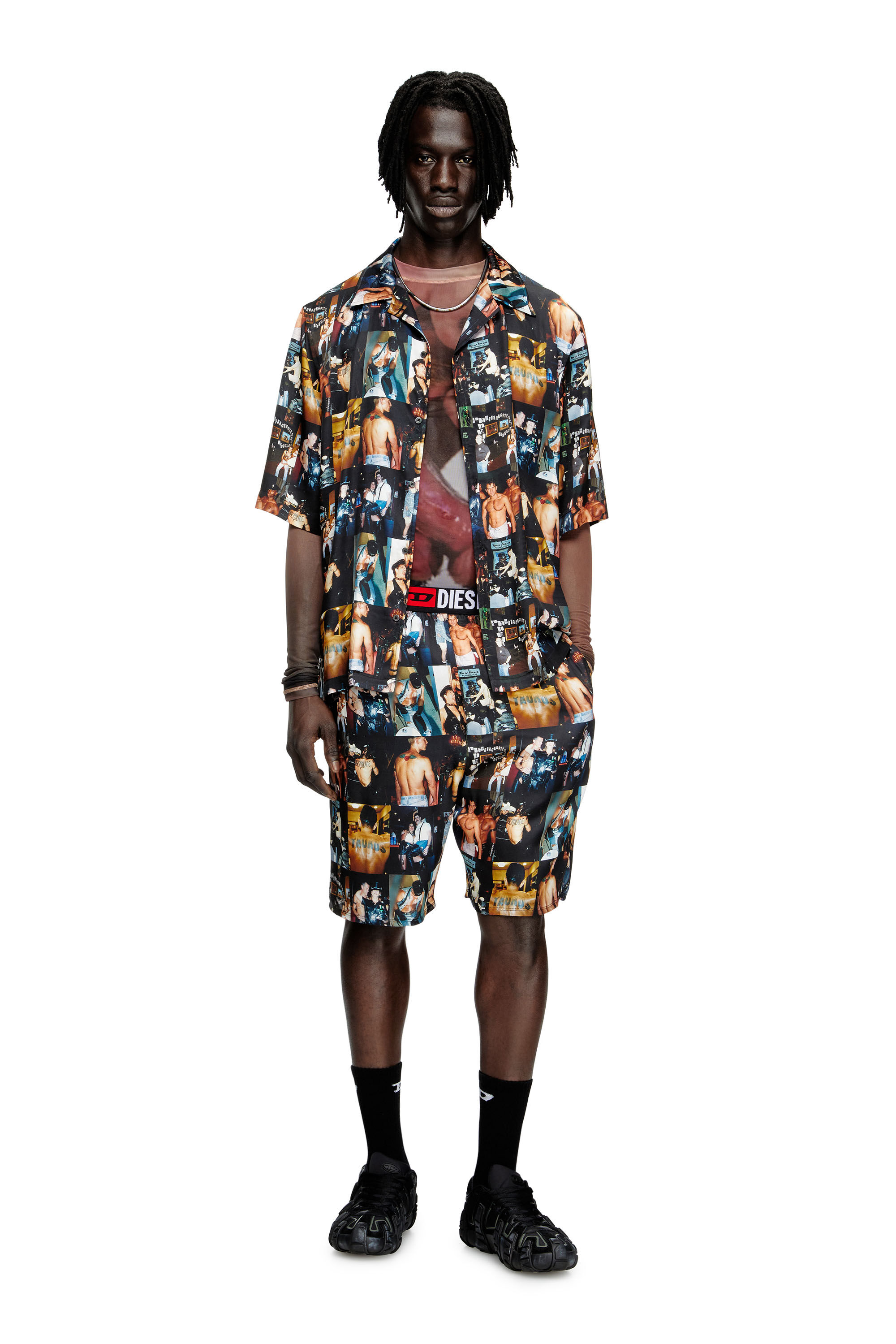 Diesel - PR-P-TOLL-SHOR-TOM25, Unisex's Bowling shirt with graphic prints in ブラック - 1