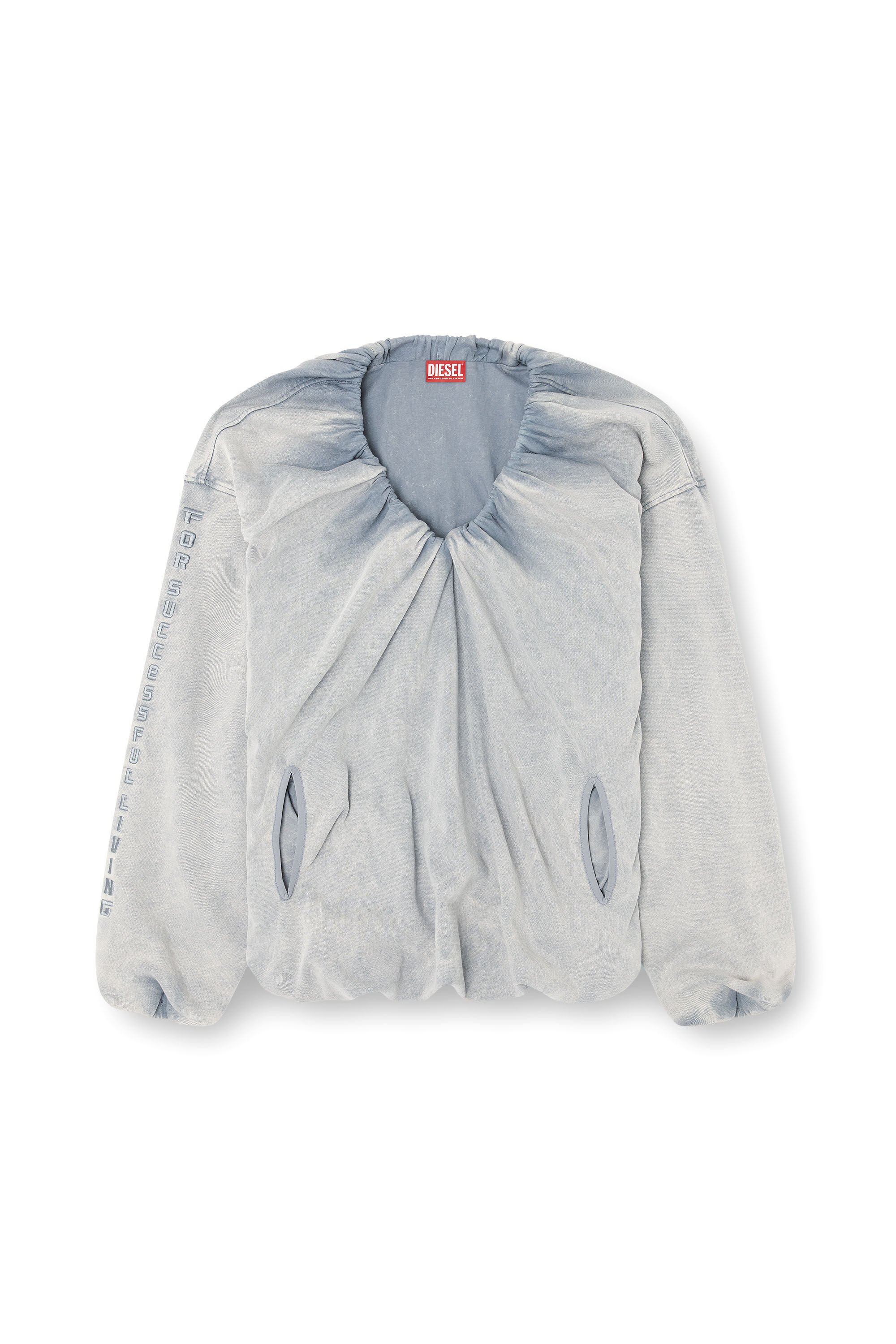 Diesel - F-INDY, Female's Gathered sweatshirt with bleached effect in ライトグレー - 2