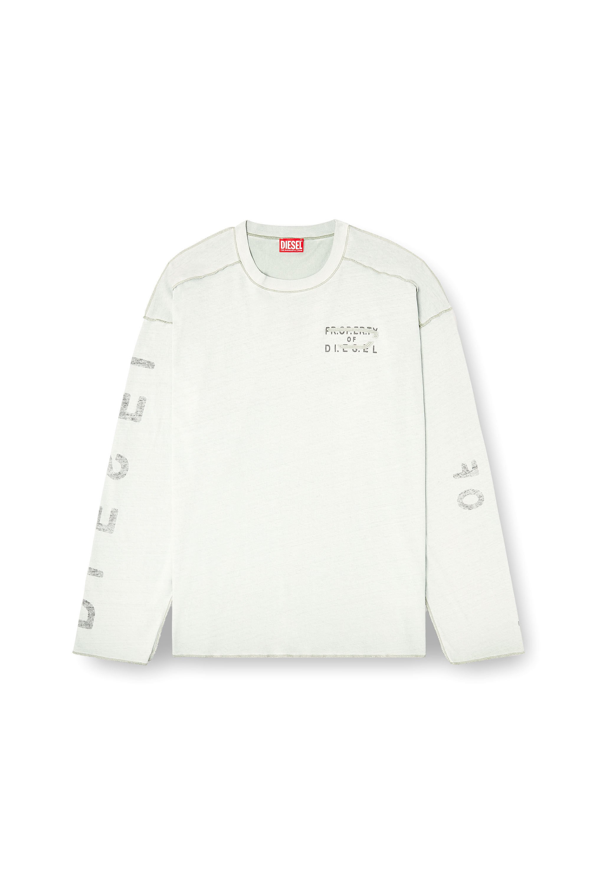 Diesel - T-LOOK-LS, Male's 長袖Tシャツ in ライトグレー - 2
