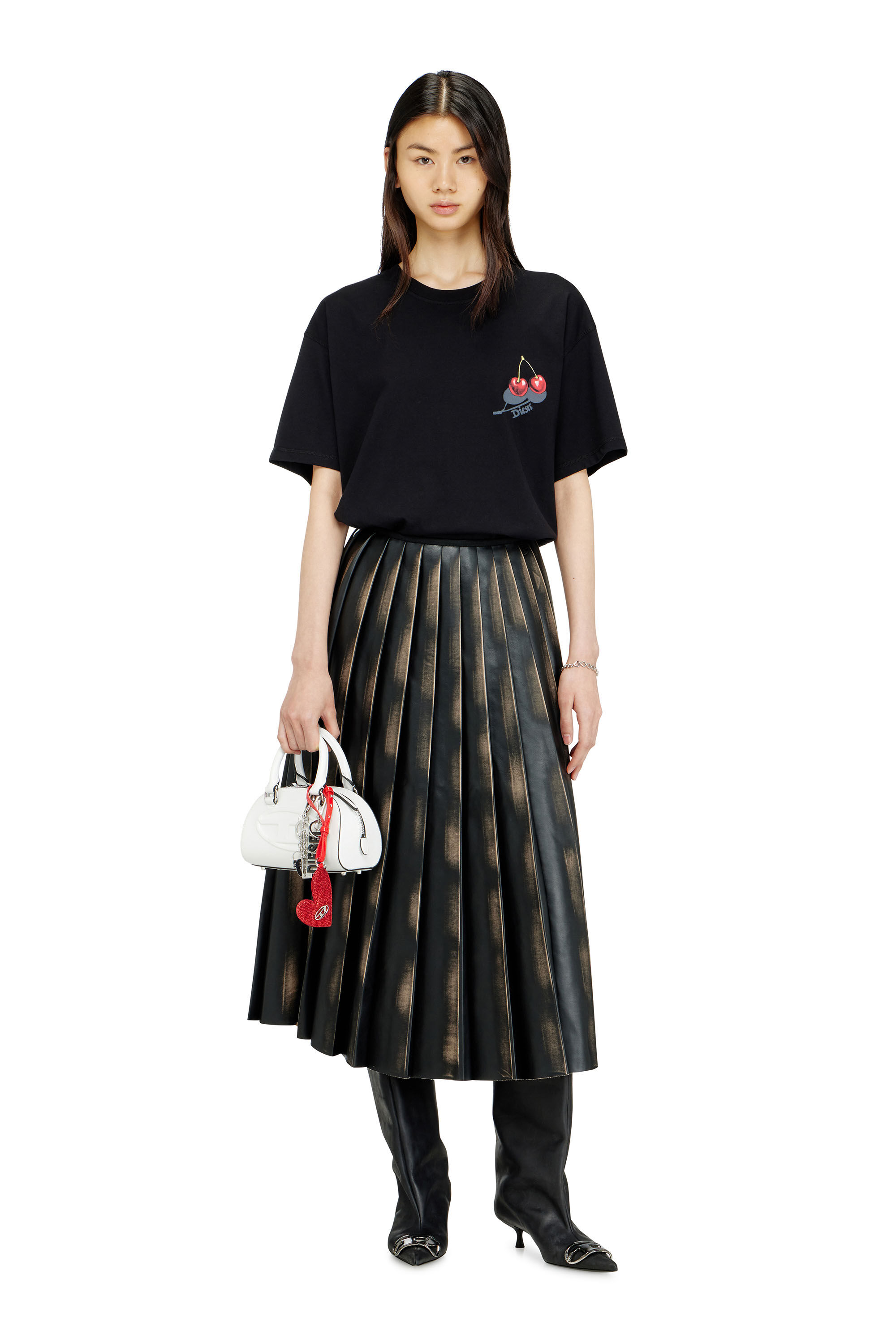 Diesel - SV-T-NORM-CHER, Unisex's Cotton T-shirt with cherry graphic in ブラック - 6