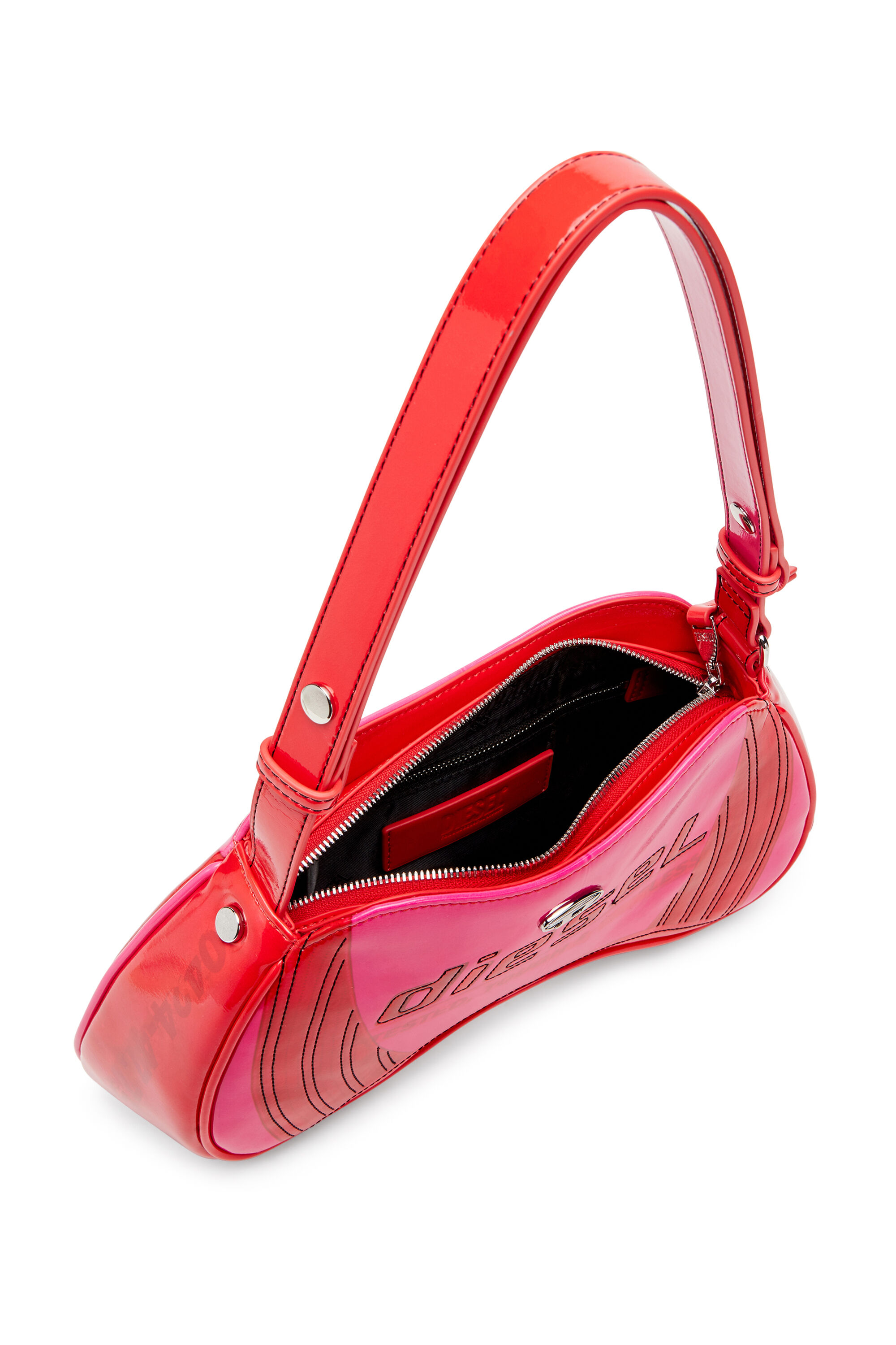 Diesel - PLAY SHOULDER, Female's Play-Glossy shoulder bag with biker details in ピンク / ホワイト - 5
