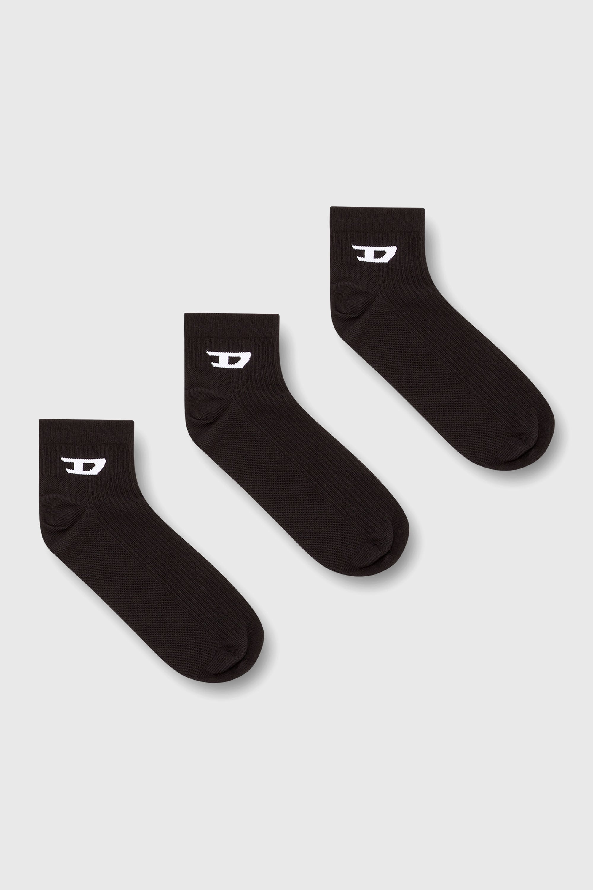Diesel - SKM-D-ANKLE -9, Male's アンクルソックス3足セット in ブラック - 1