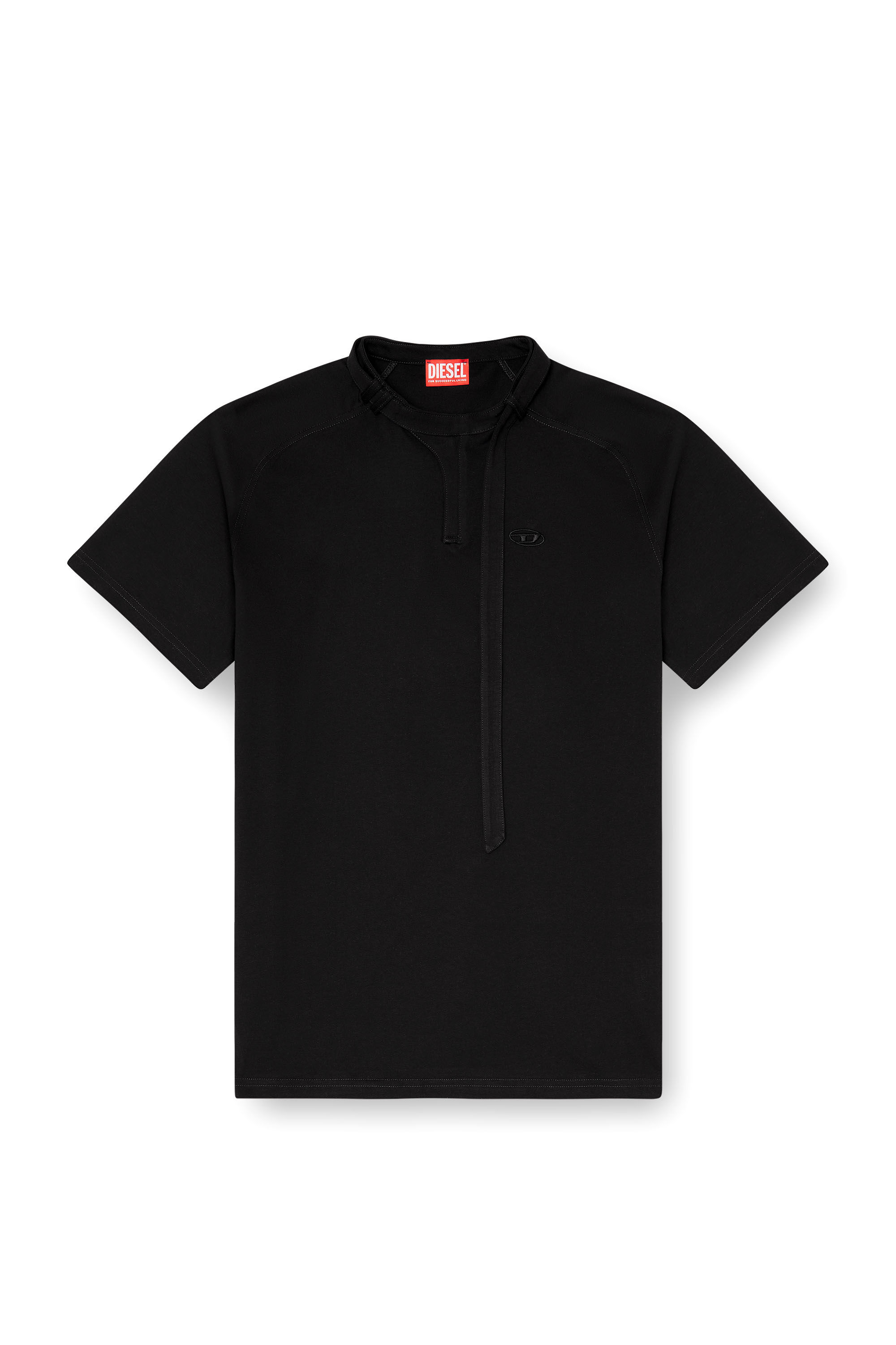 Diesel - T-KAUKO, Male's T-shirt with biker neck strap in ブラック - 2