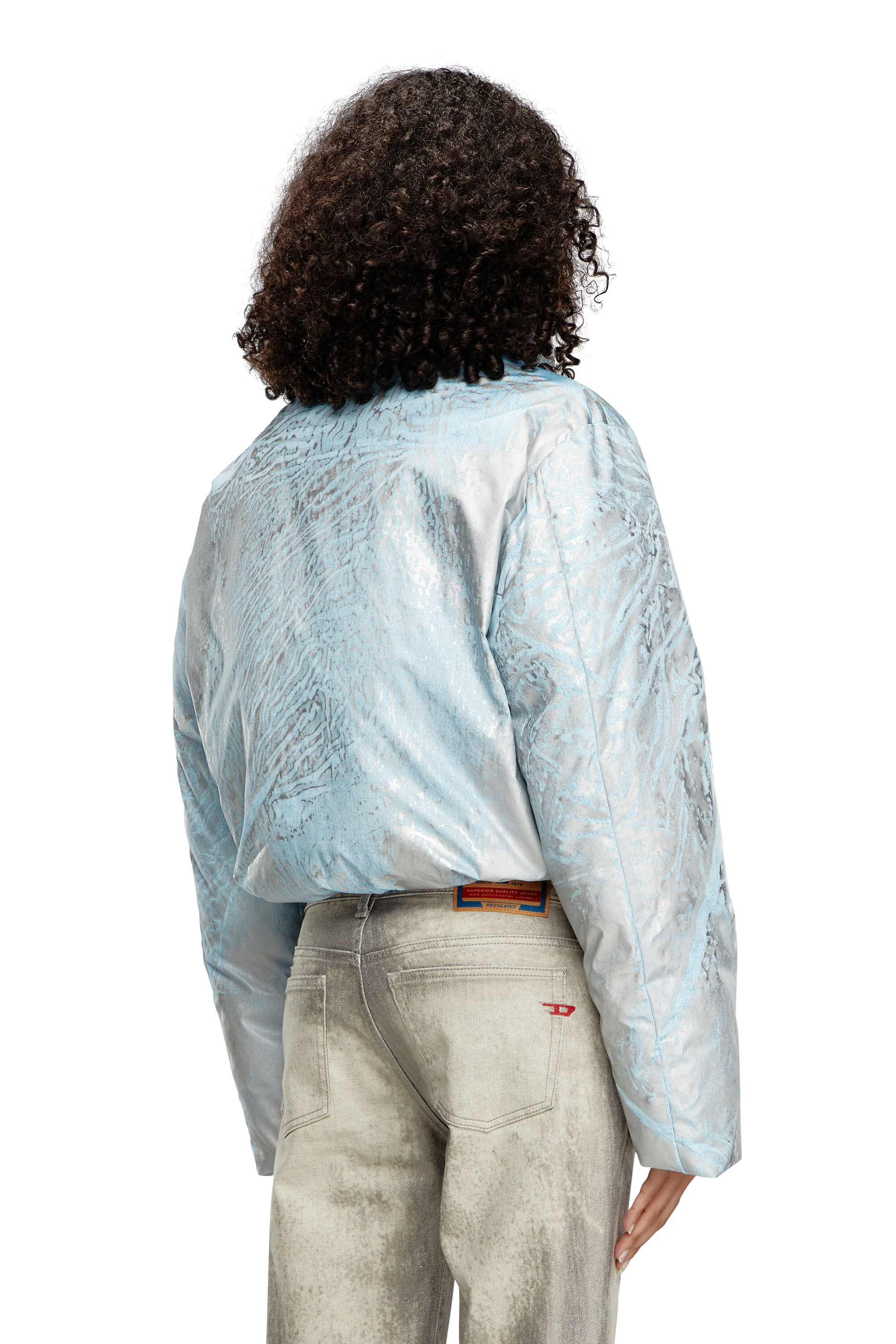 W-HIMSY Cropped padded jacket with metallic effects｜シルバー｜ウィメンズ｜DIESEL
