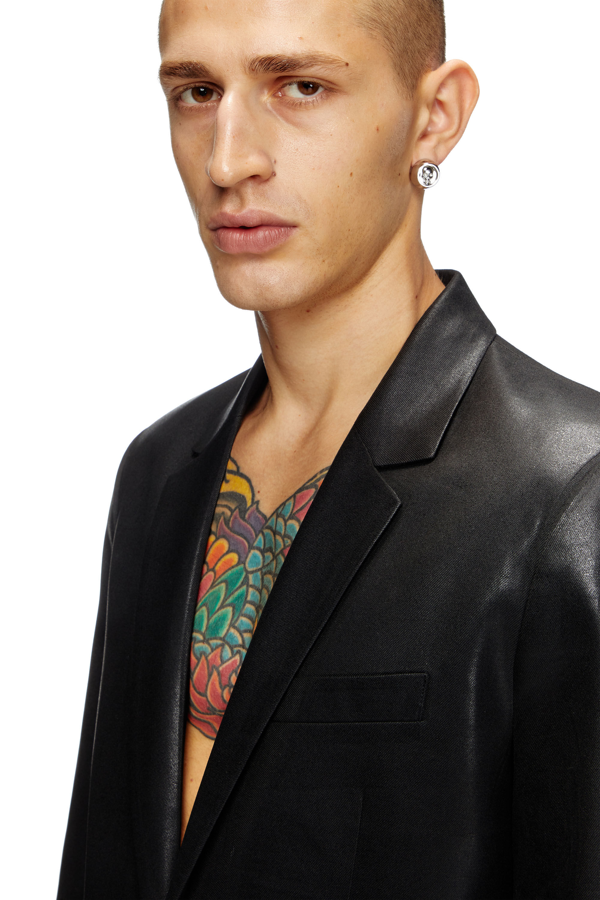 Diesel - J-PHONIX-DENIM, Male's Suit jacket with coated front in ブラック - 4