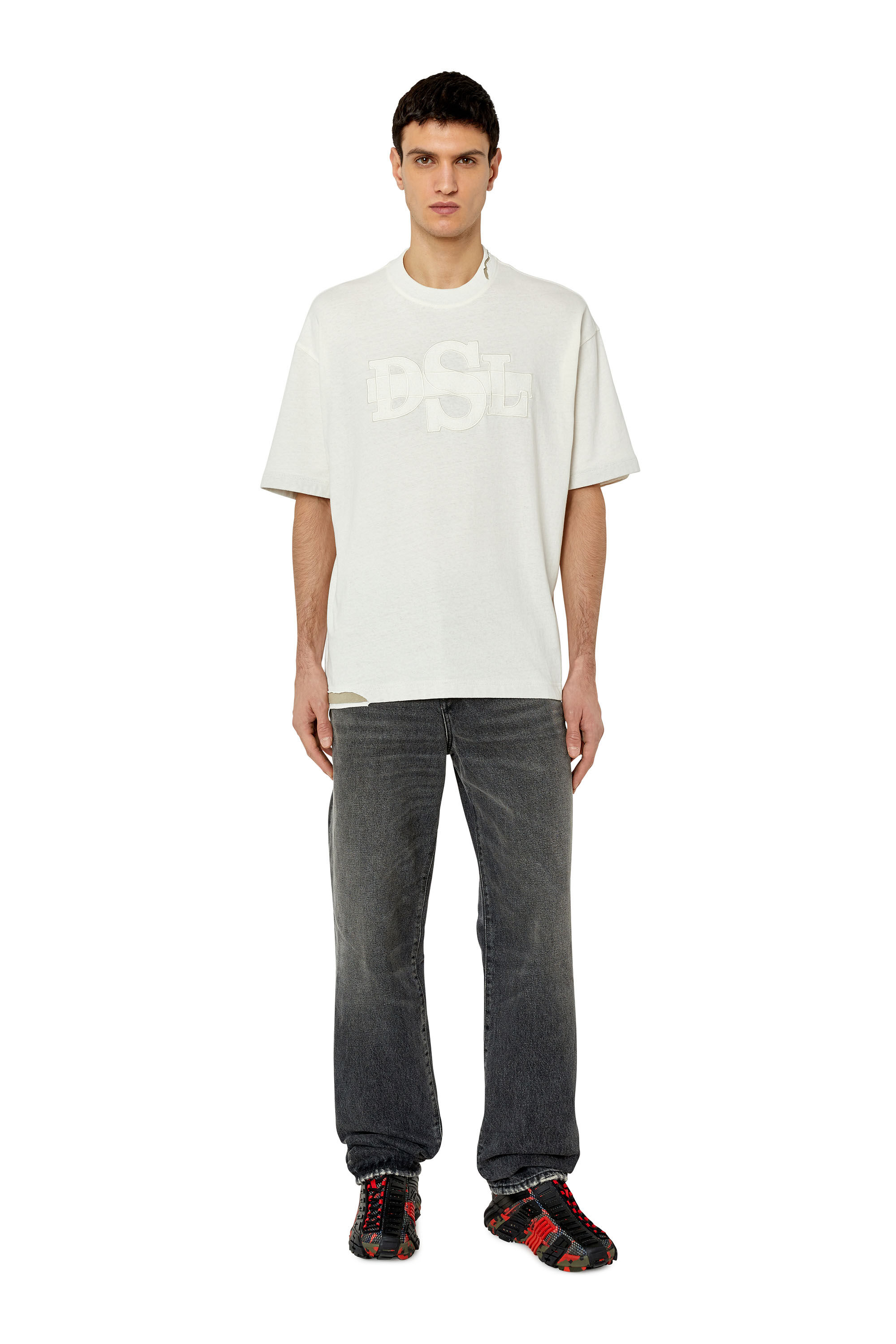 Diesel - T-WASHROT, Male's Tシャツ パッチデザイン in ホワイト - 1