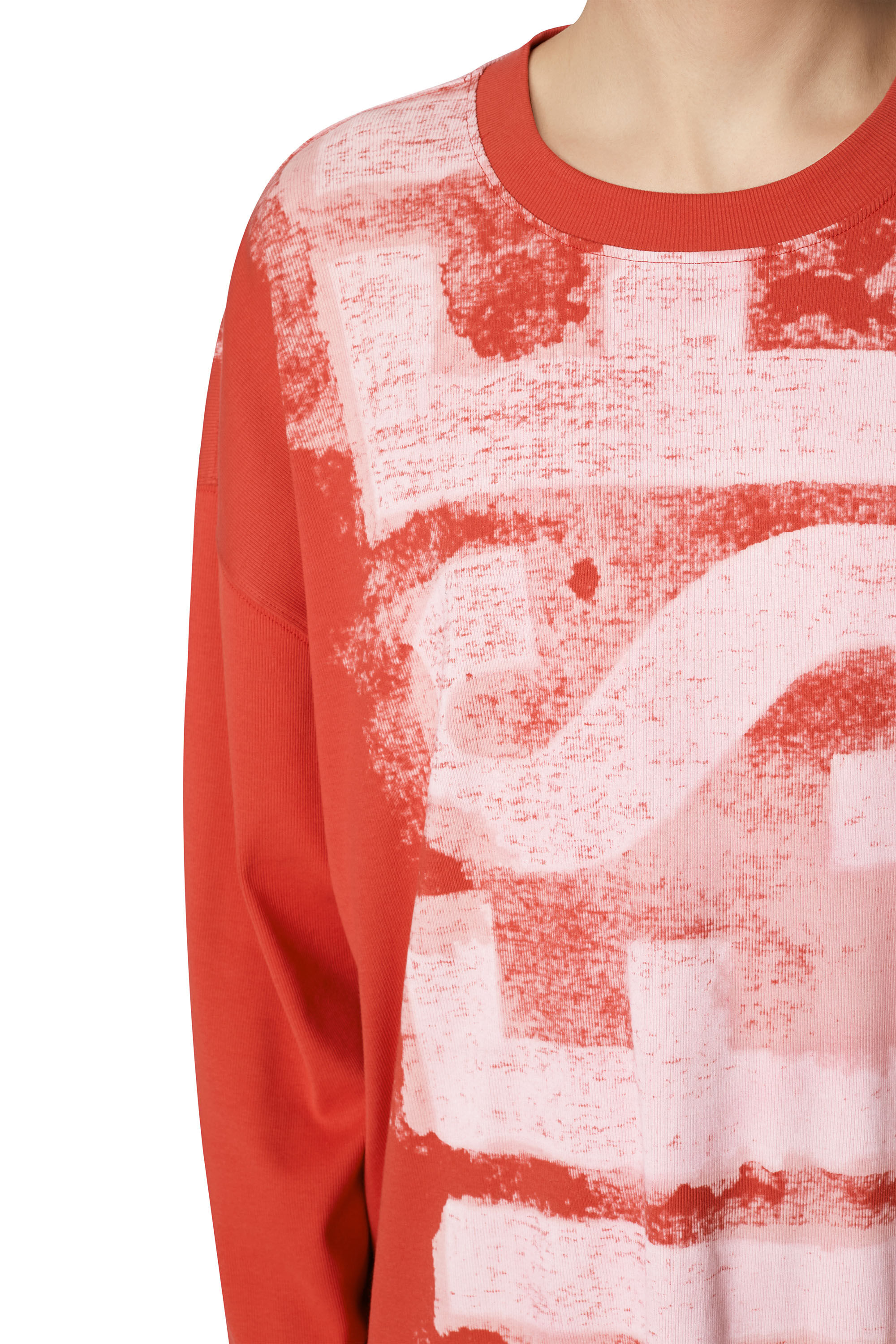 Diesel - T-WASRIB, Male's 長袖 ロゴ Tシャツ in レッド - 4
