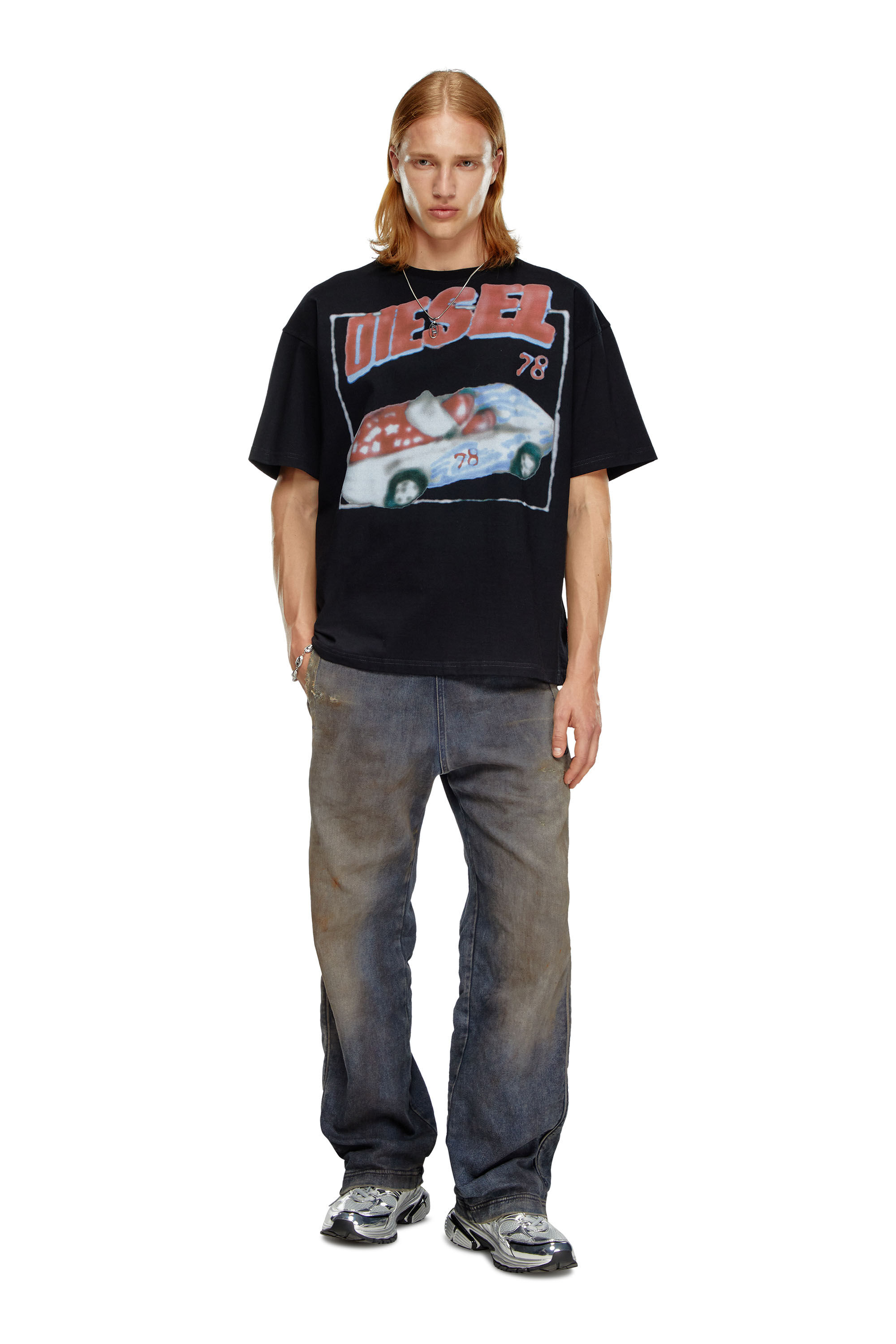 Diesel - T-BOXT-Q17, Male's T-shirt with car print in ブラック - 1