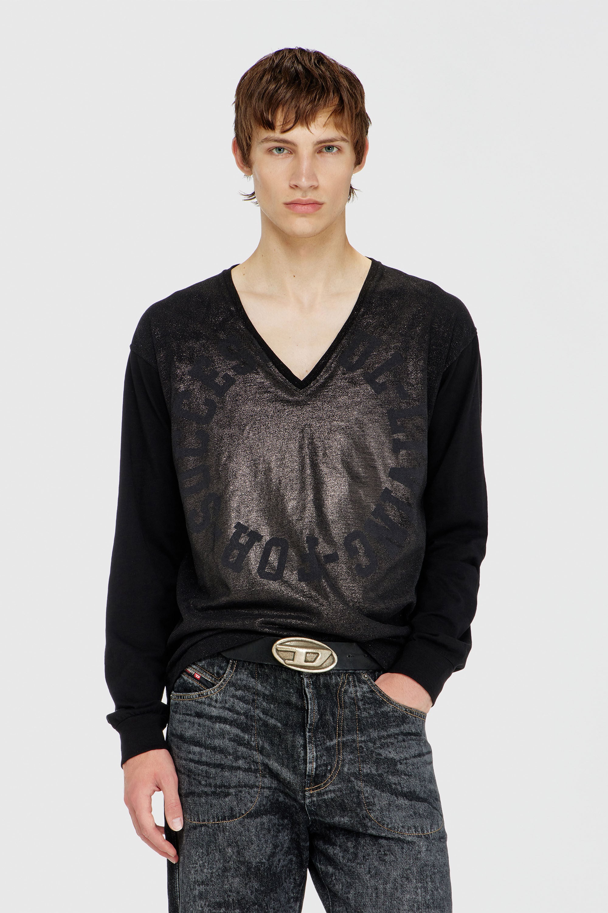 Diesel - T-ANS-LS-V, Male's 長袖Tシャツ in ブラック - 3