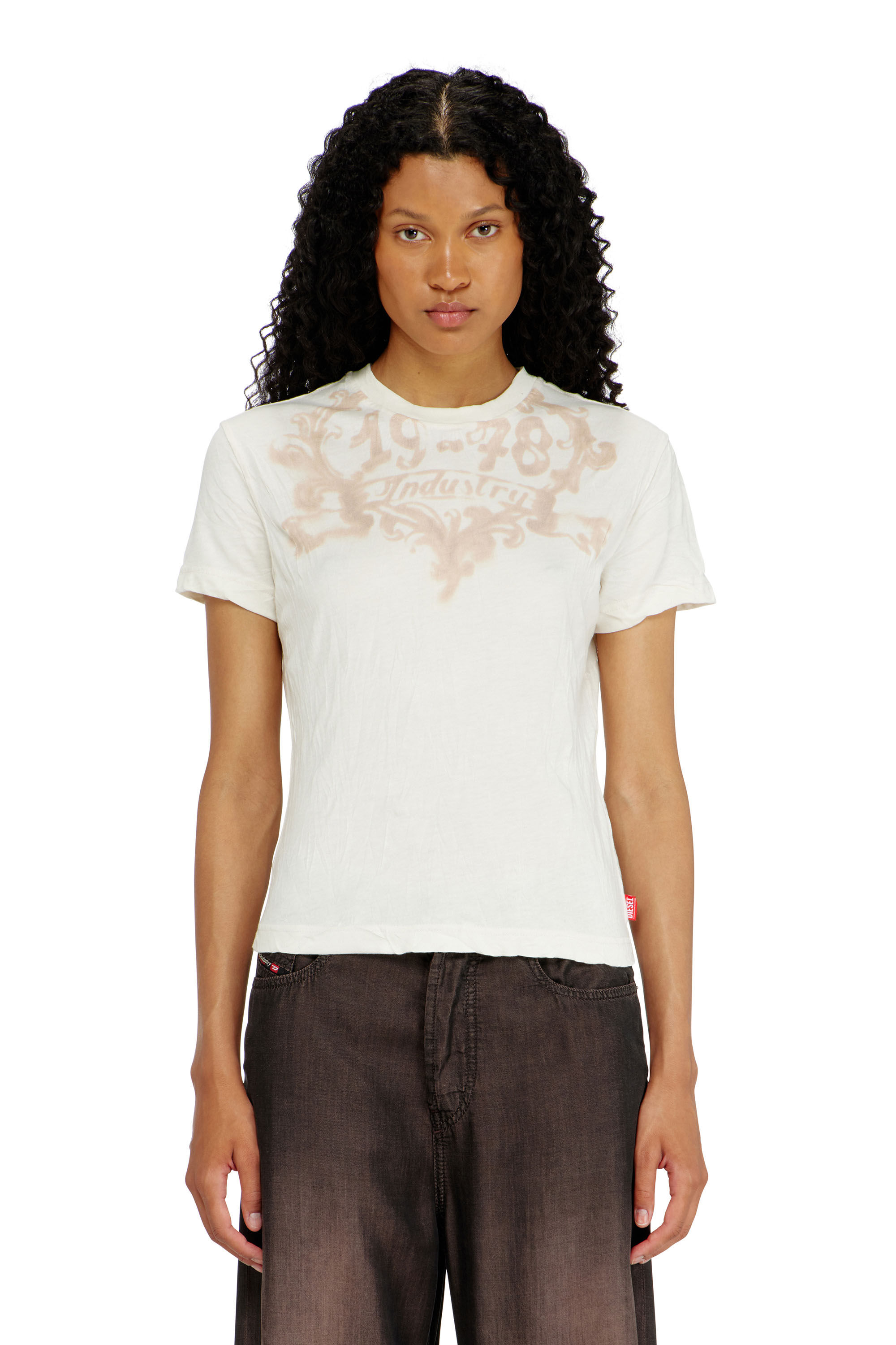 Diesel - T-ILA-AA5, Female's Tシャツ in ホワイト/ピンク - 3