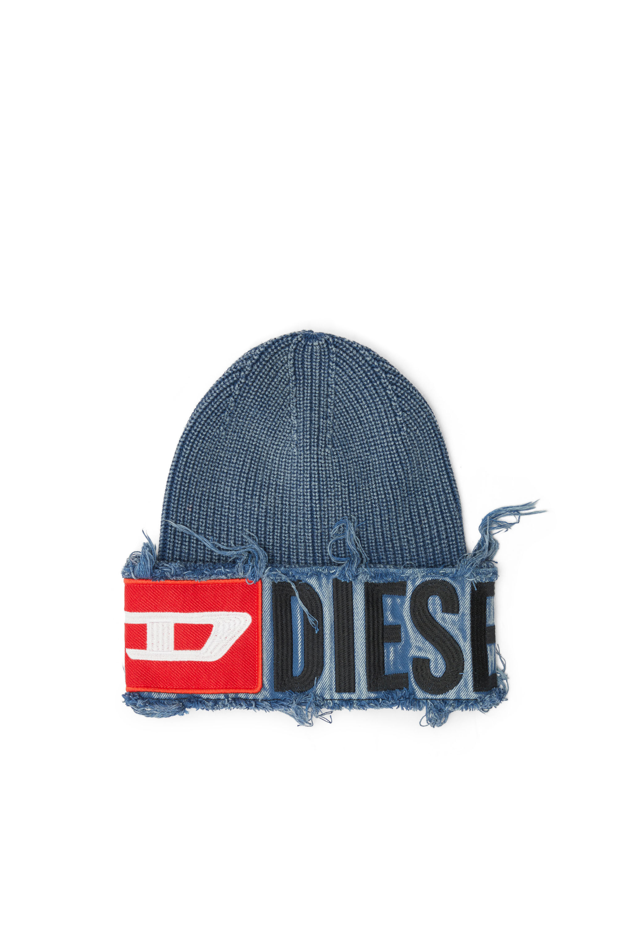 DIESEL フリンジ付きニット帽 リブニットキャップ「K-FROK」 K-FROK ニットキャップ｜ブルー｜ウィメンズ｜DIESEL
