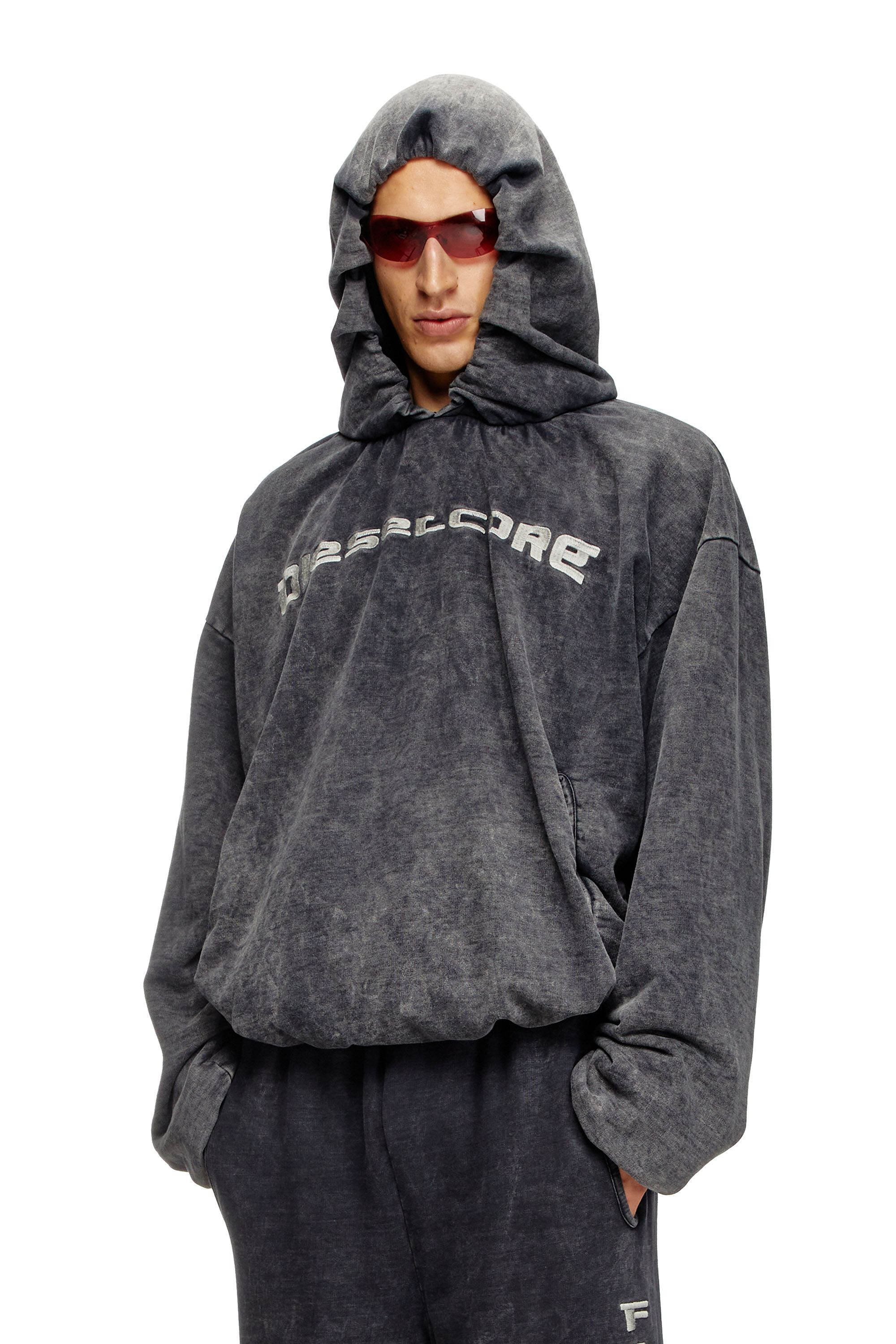 Diesel - S-FISHY, Male's Hoodie with denim effect in ブラック - 3