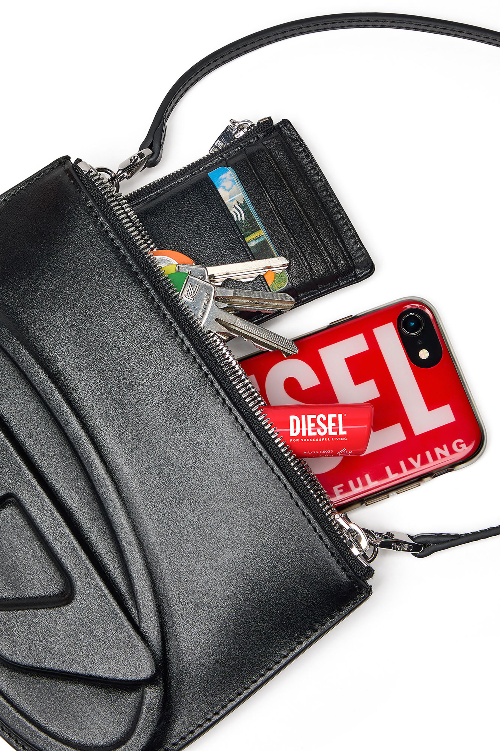 Diesel - 1DR TWIN, Female's 1DR Twin-Double-pouch shoulder bag in printed leather in ブラック - 7