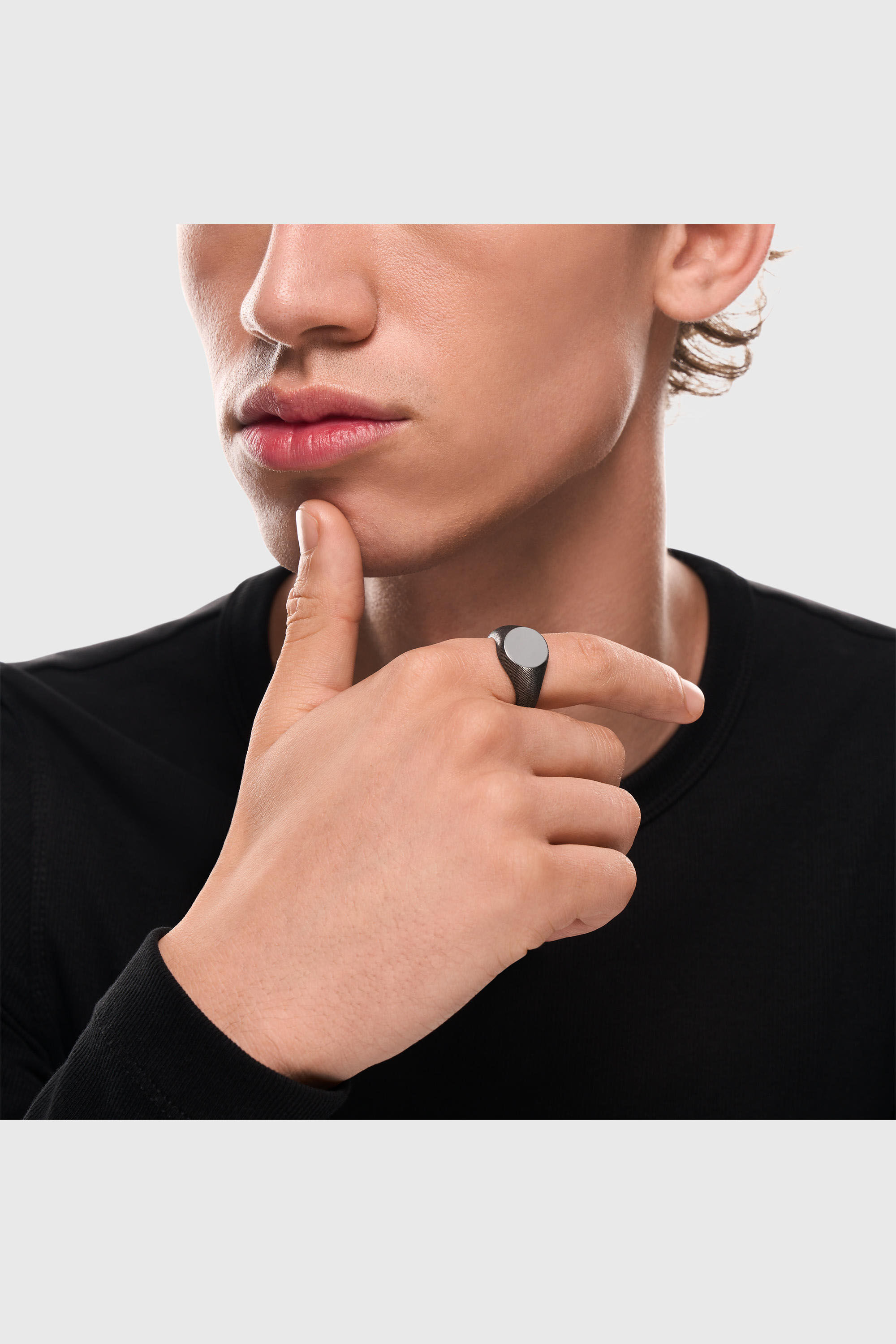 Diesel - DX1736040, Unisex's Stainless steel denim texture signet ring in シルバー - 4