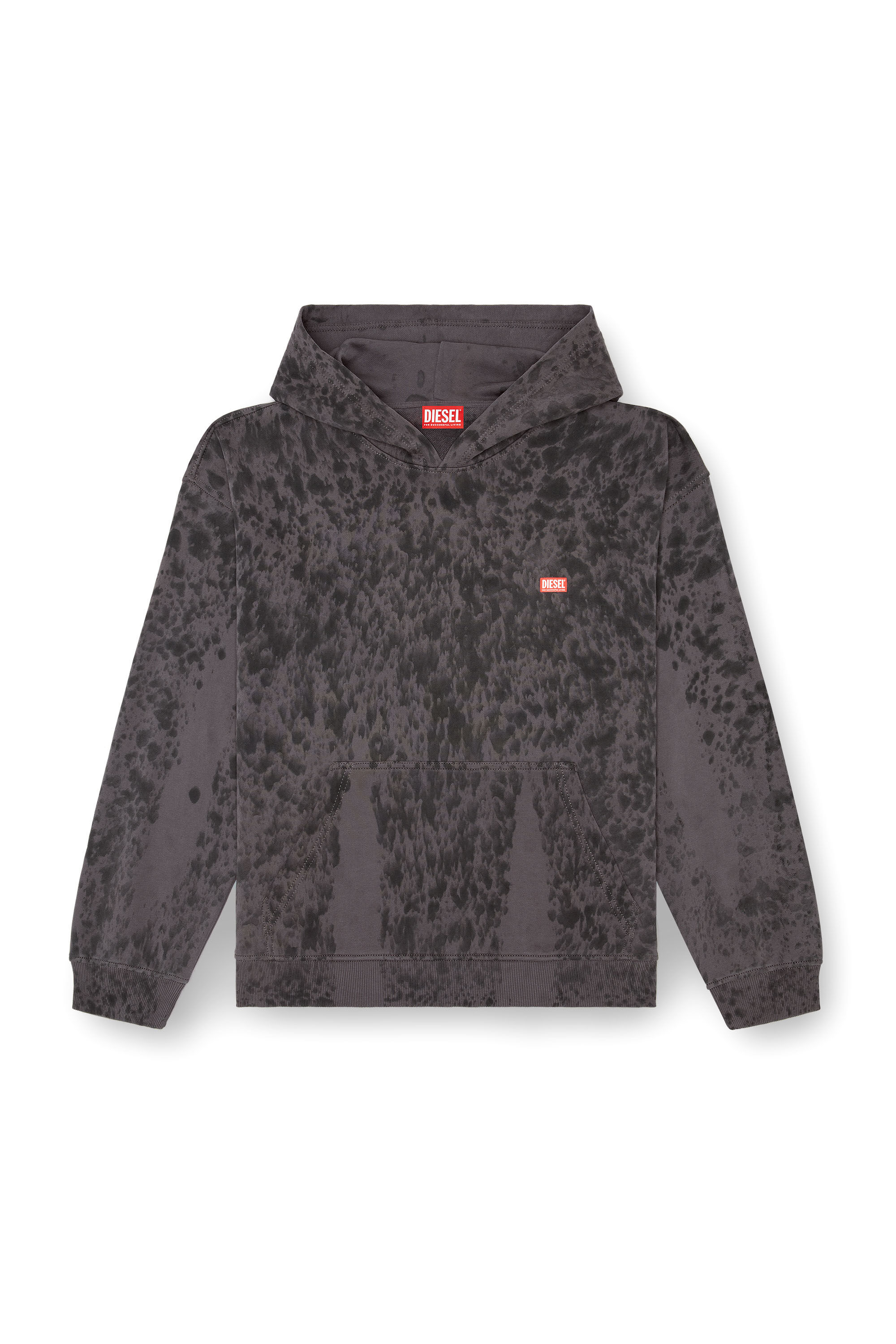 S-BOXT-HOOD-K1 Treated hoodie with raindrop effect｜ブラック｜メンズ｜DIESEL