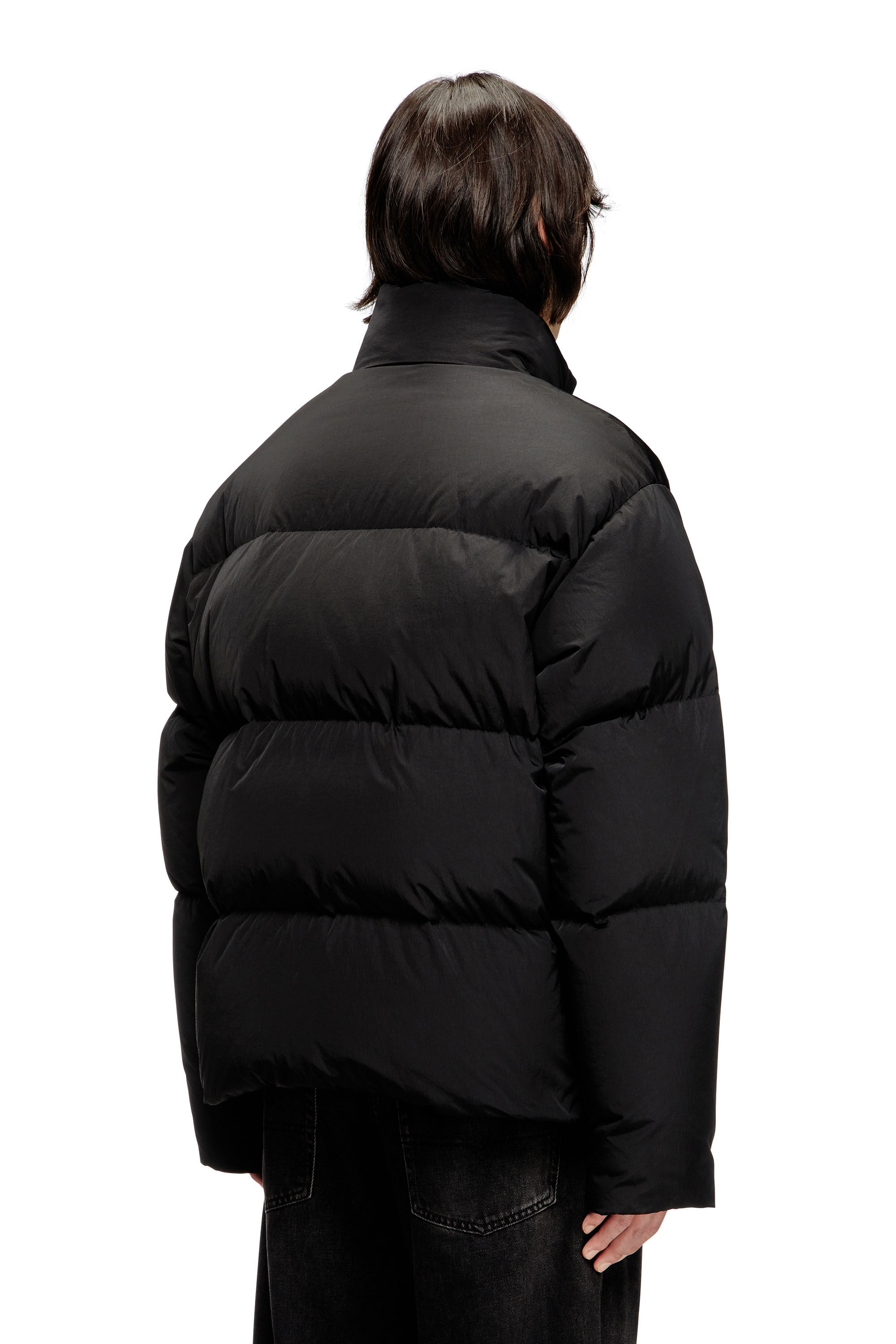 Diesel - W-RAVEEL, Male's Hooded down jacket in wrinkled nylon in ブラック - 5