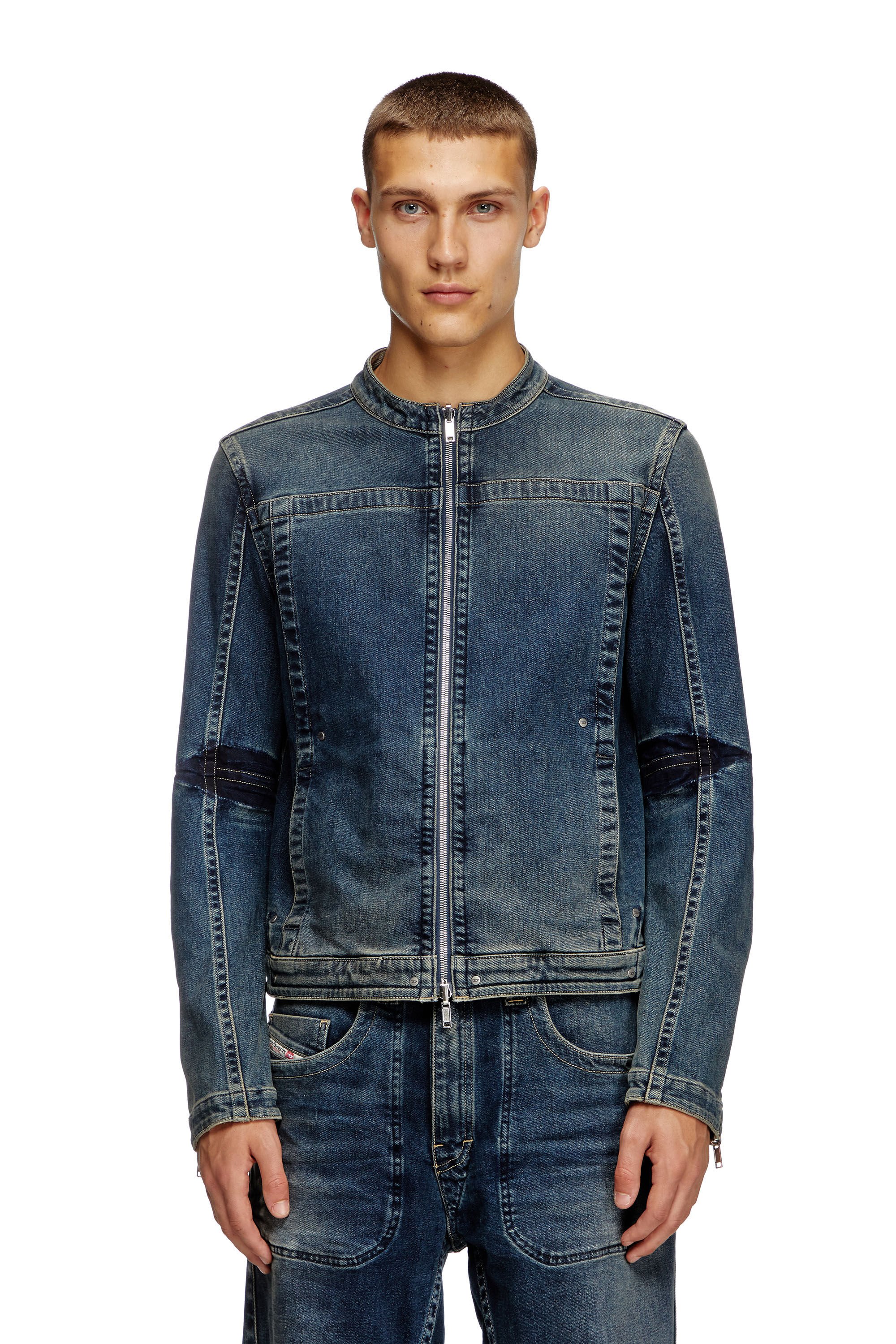 D-GLORY-RE Moto jacket in Rehab denim｜ブルー｜メンズ｜DIESEL