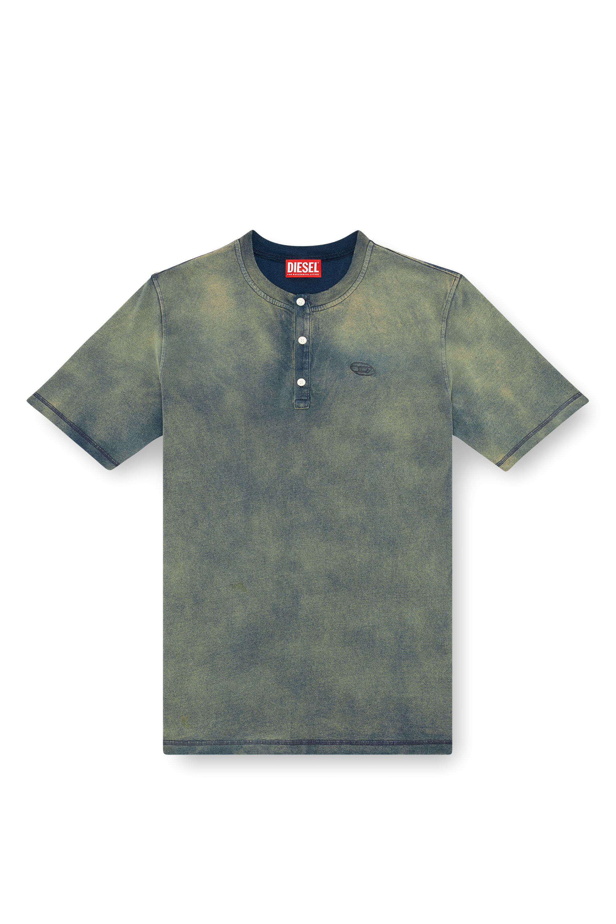 Diesel - T-GOR, Male's Henley T-shirt in treated jersey in ミディアムブルー - 2