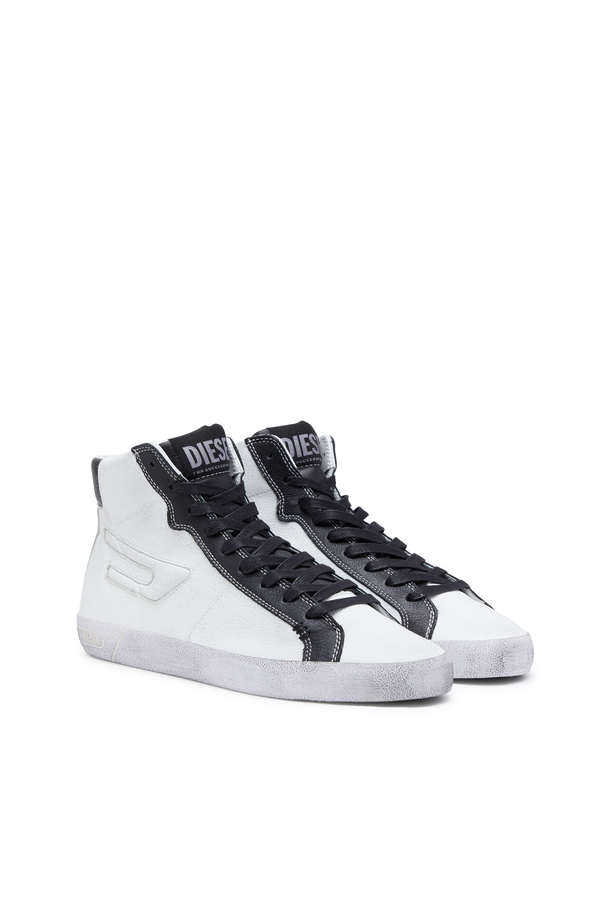 Diesel - S-LEROJI MID X, Male's カウレザー ミッドカットスニーカー - S-Leroji Mid X in ブラック/ホワイト - 2