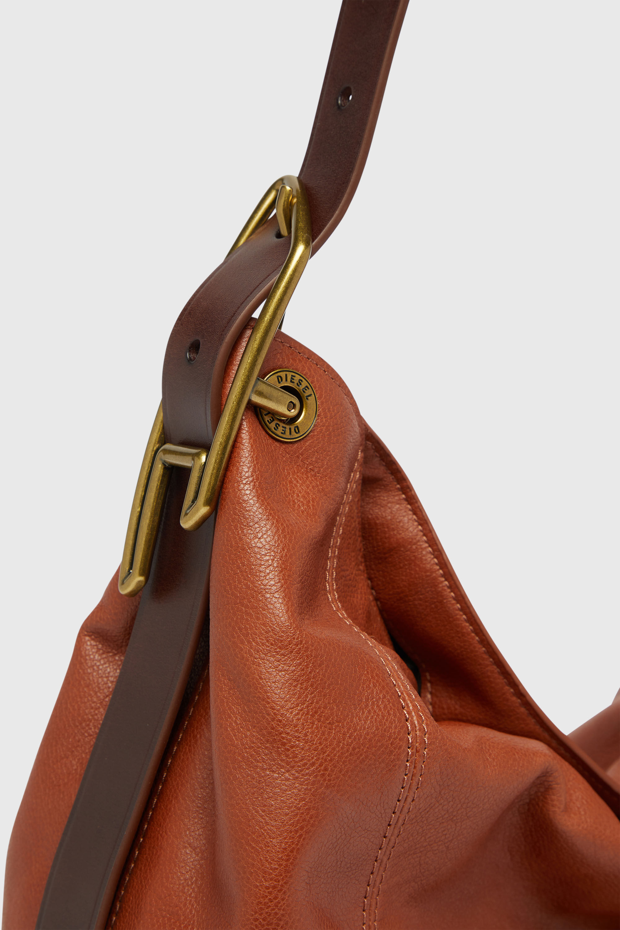 Diesel - D-LINE HOBO S, Female's D-Line-Shoulder bag in shiny leather in ブラウン - 6