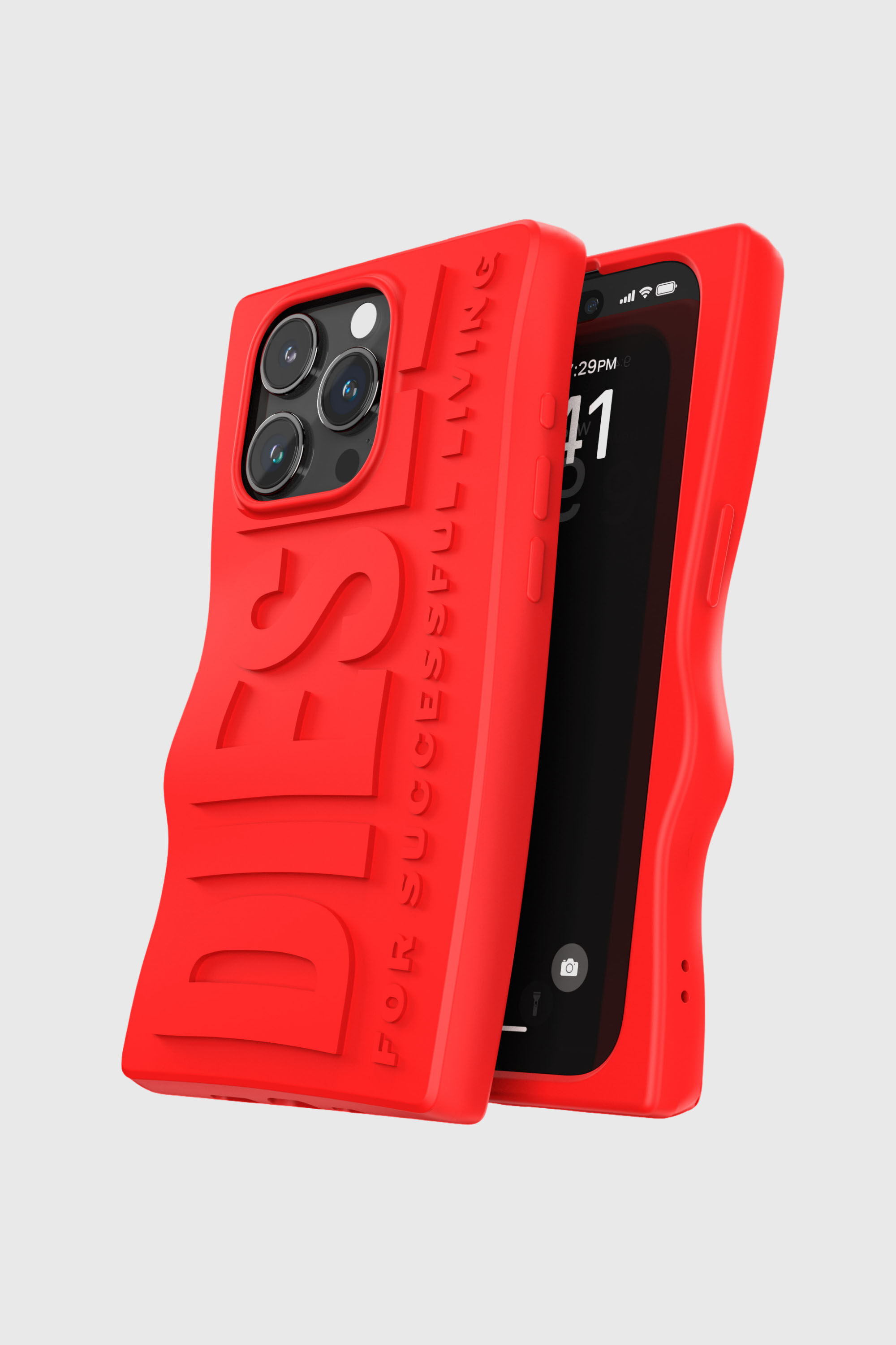 Diesel - 54117 MOULDED CASE, Unisex's iPhone 15 Pro シリコンケース in レッド - 4