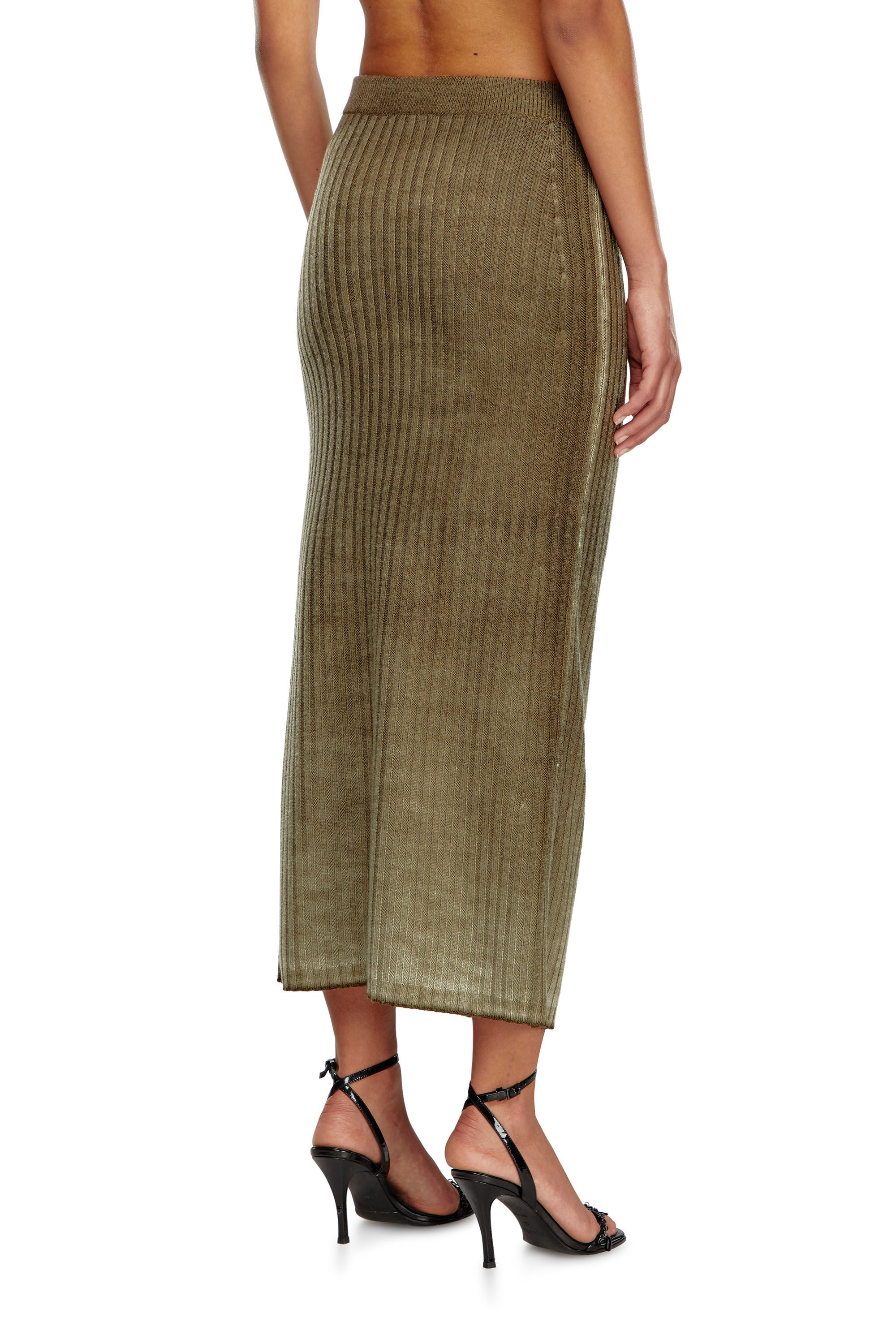 M-ASI Midi skirt in treated wool knit｜グリーン｜ウィメンズ｜DIESEL