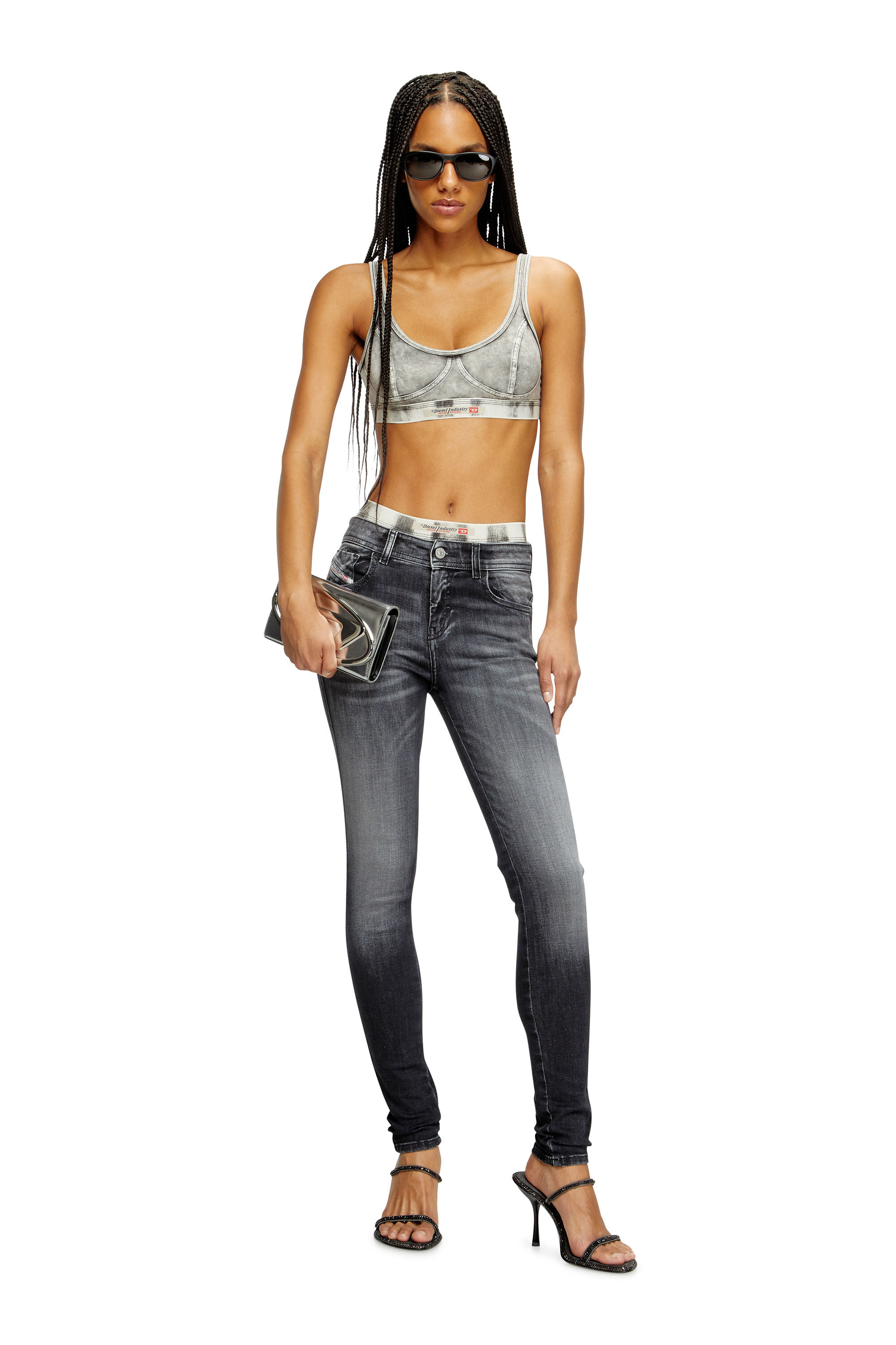 Diesel - Female's Skinny Jeans 2017 Slandy 09K97, ブラック/ダークグレー - 1