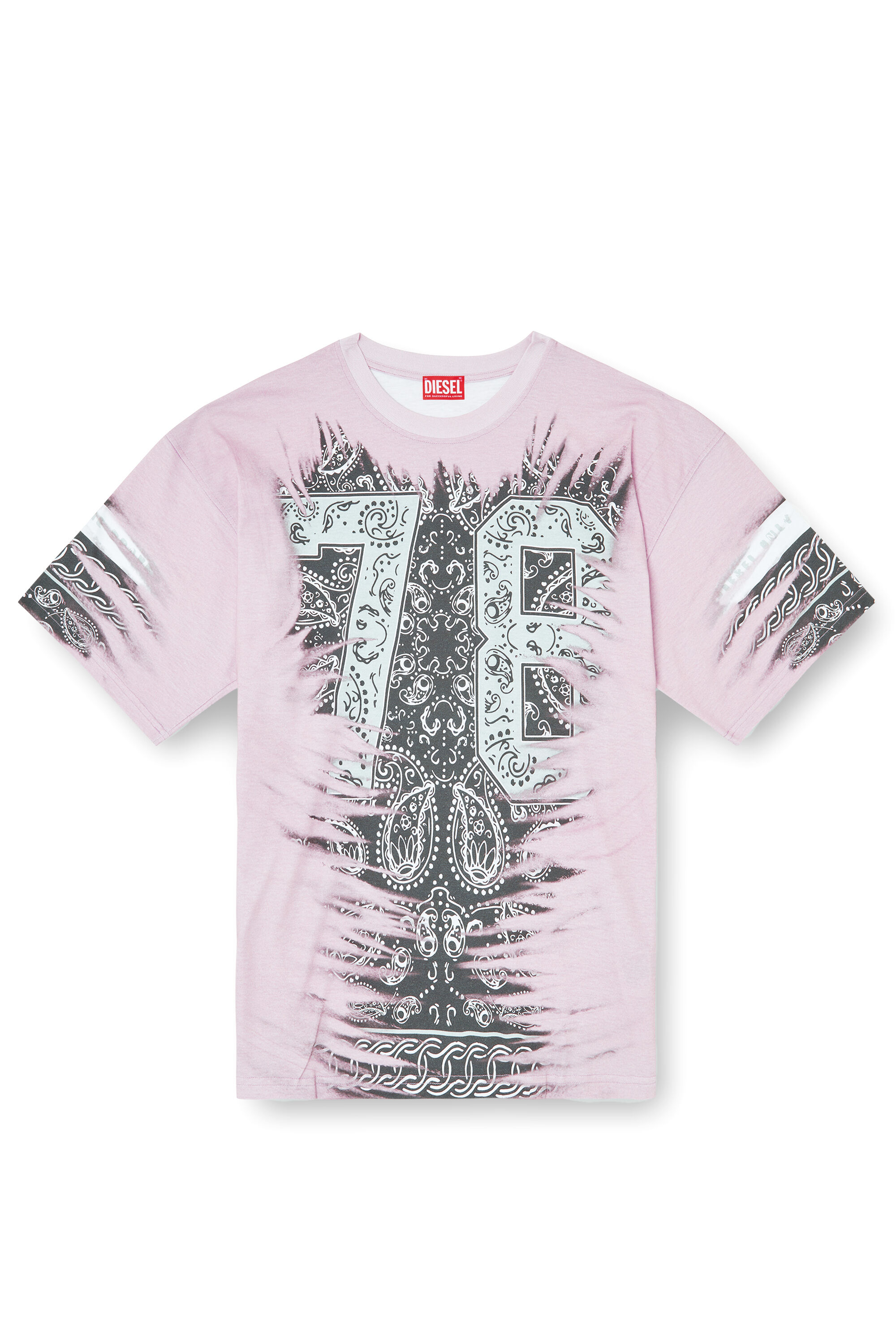 Diesel - T-BOXT-78-R1, Male's T-shirt with 78 bandana print in ピンク / ホワイト - 2